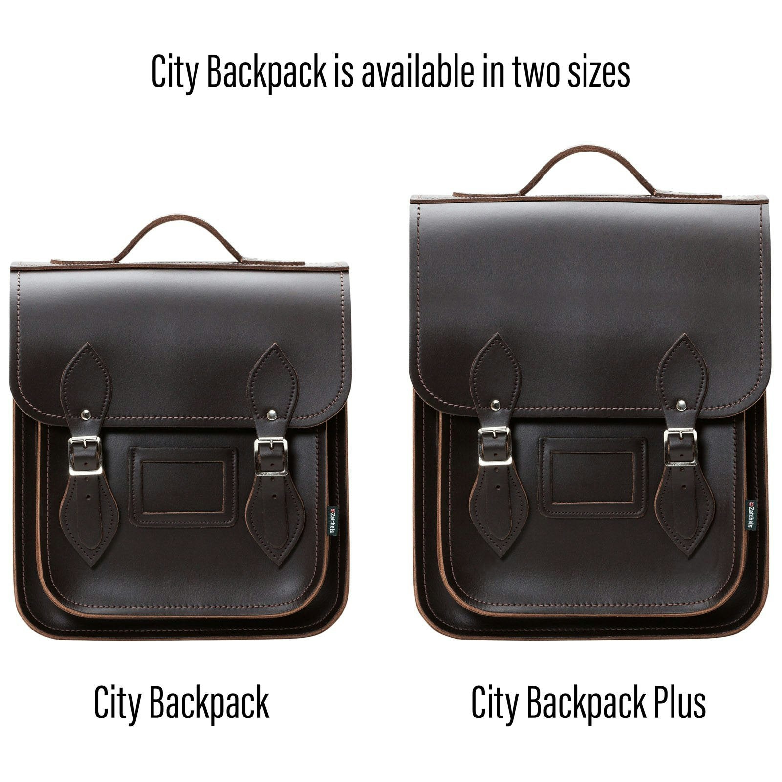 Zatchels Dark/Brown Handmade Leather City Backpack - Plus