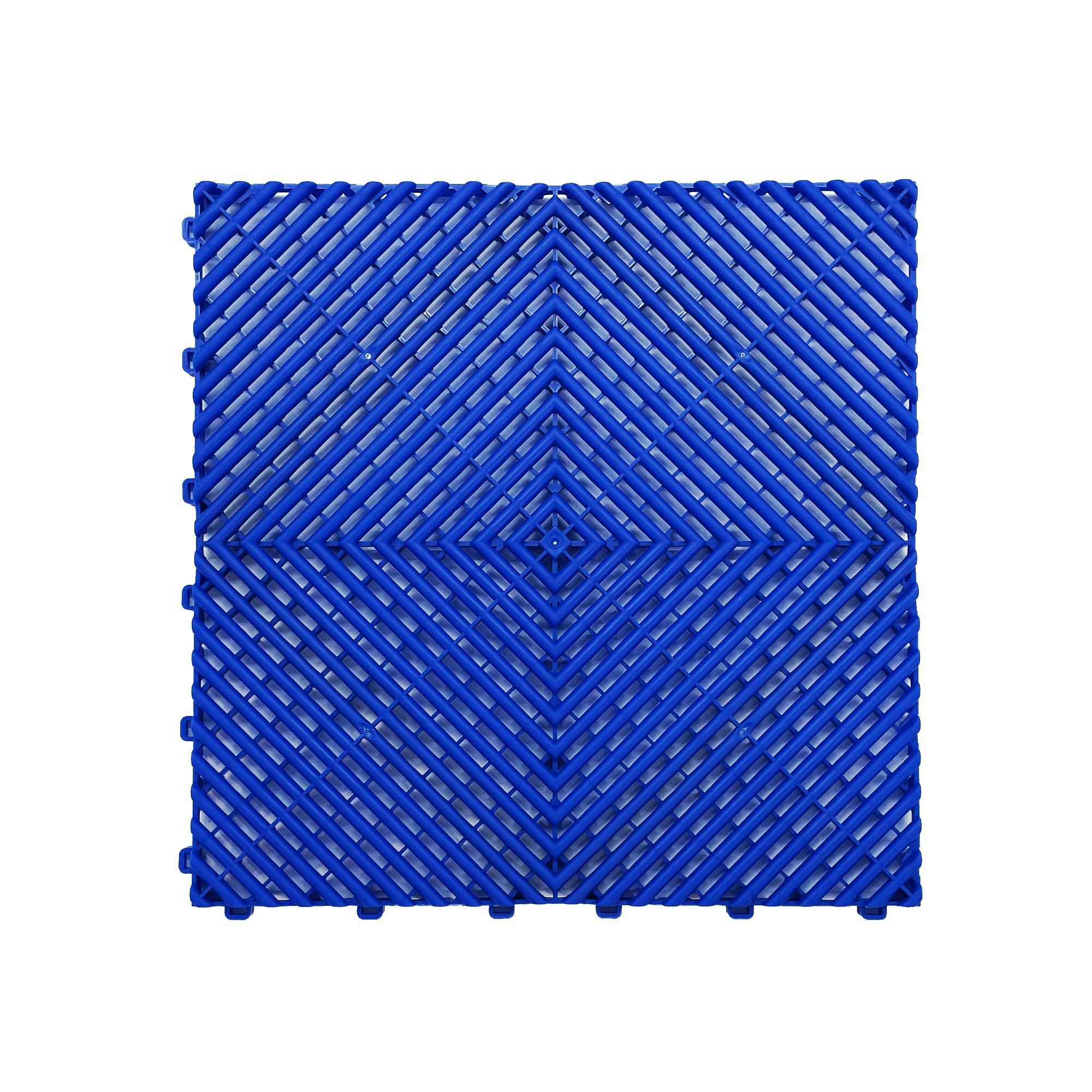 Rackhams Blue Modular Interlocking Ribbed Vented Garage Floor Tiles