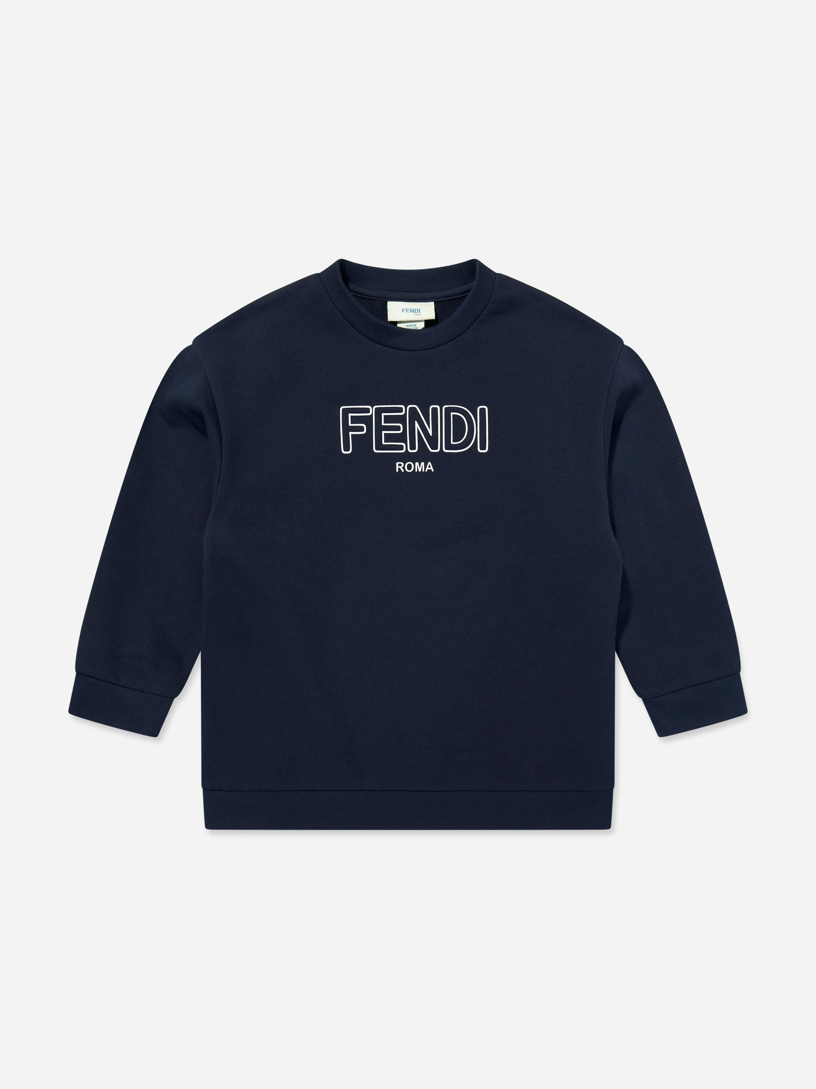 Fendi Kids Boys Fendi Logo Sweatshirt In Navy - Navy - 5 Yrs