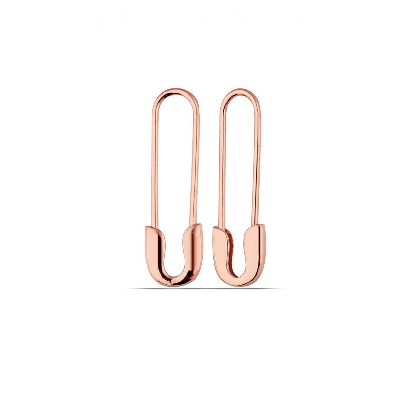 Spero London Women's Silver/Gold Sterling Safety Pin Earrings - Rose - Rose