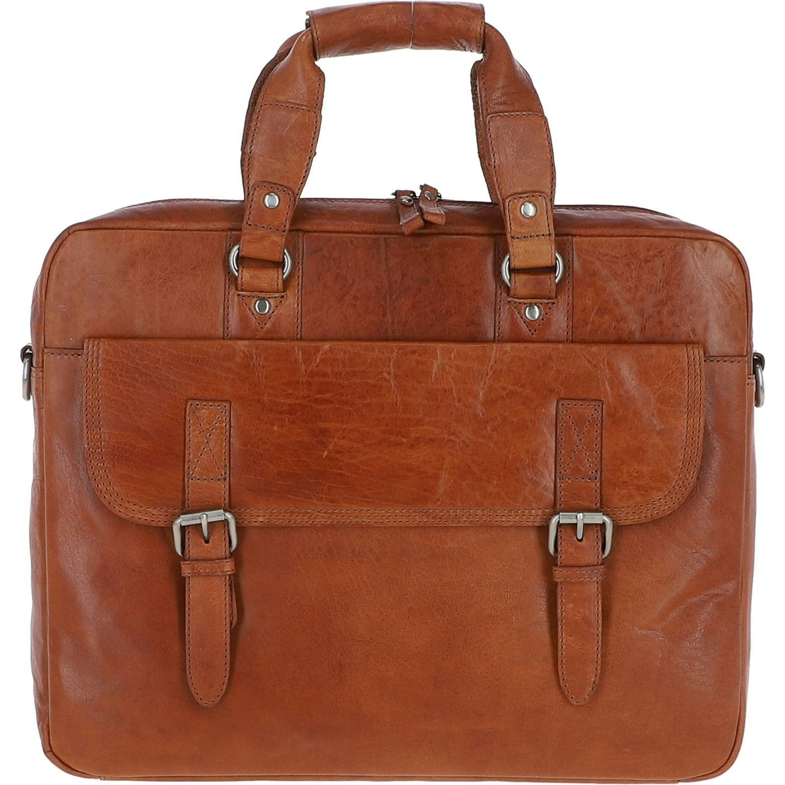 Ashwood Grain Genuine Premium Leather Vintage Work Briefcase Bag With Padded Compartment For 15 Inch Laptop & Multiple Organiser Compartments, F-83 - One Size - Leather - Tan