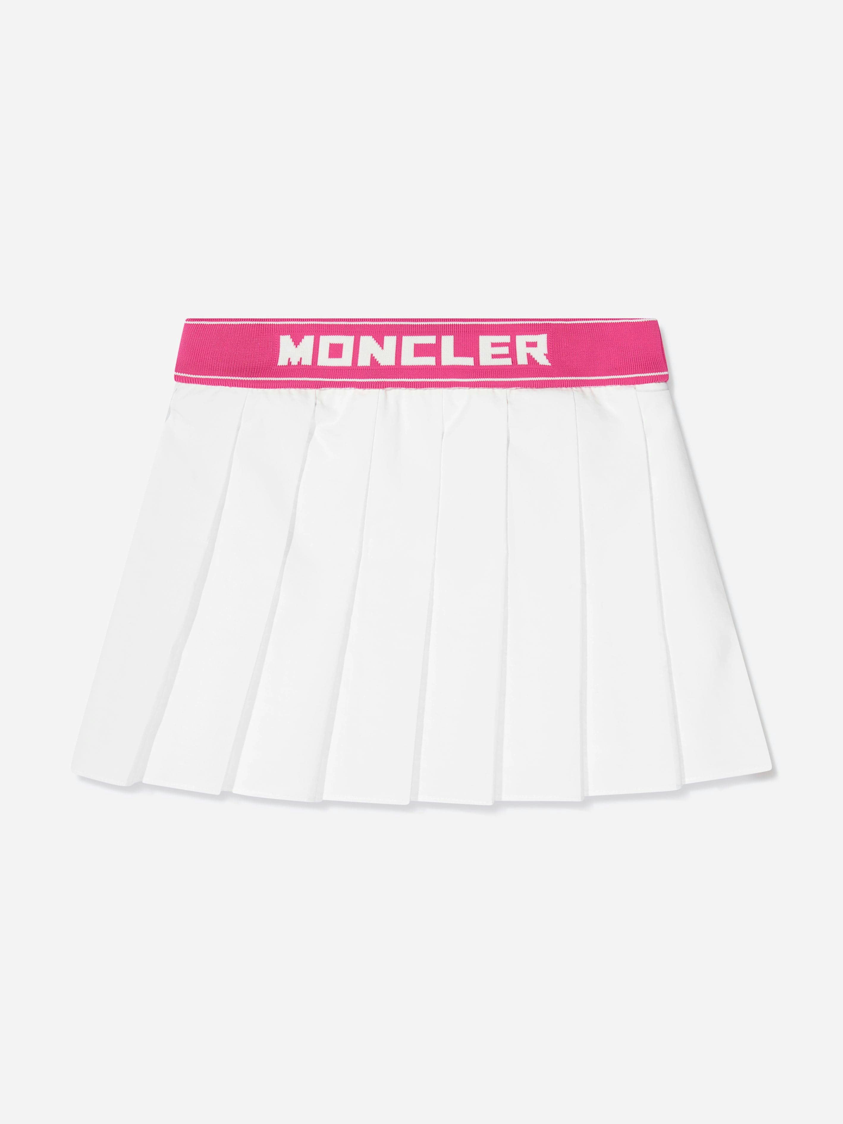 Moncler Enfant Girls White Pleated Skirt In - 10 Yrs