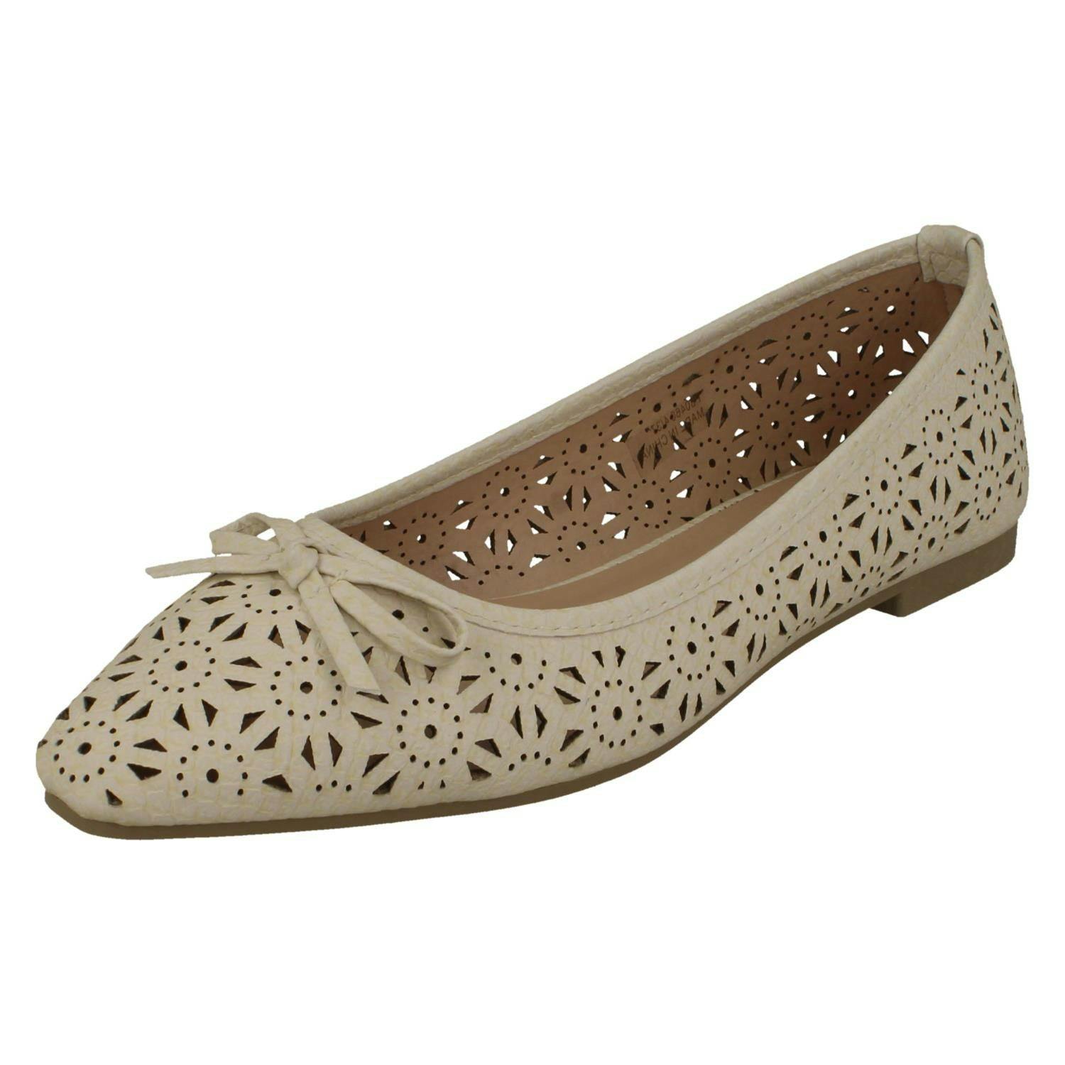 Spot On Women's Ballerina Flat Shoes F80460 - Ice - Uk 5