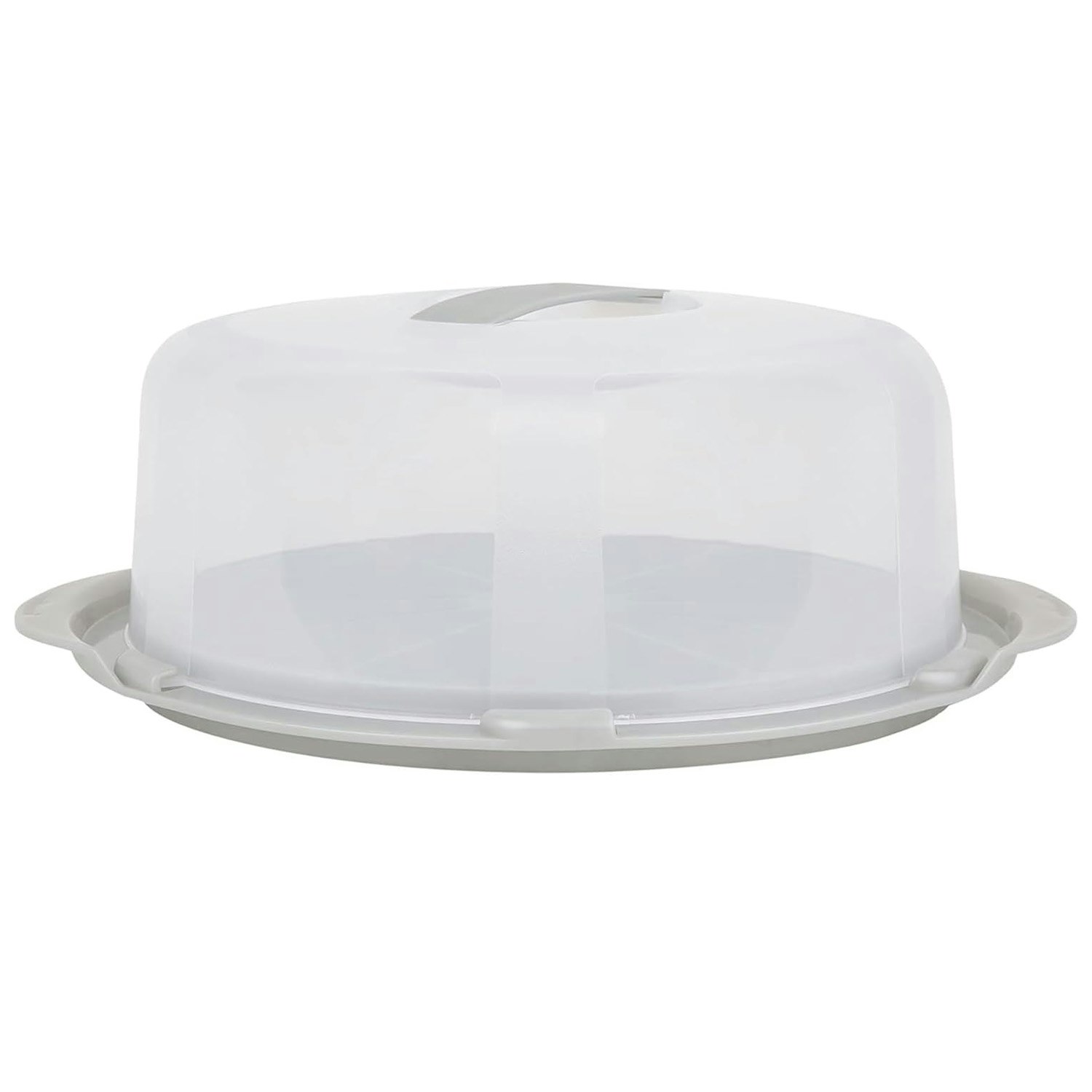 Rackhams Clear Plastic Cake Caddy Storage Containers With Lid & Carry Handles - Round Cake Box