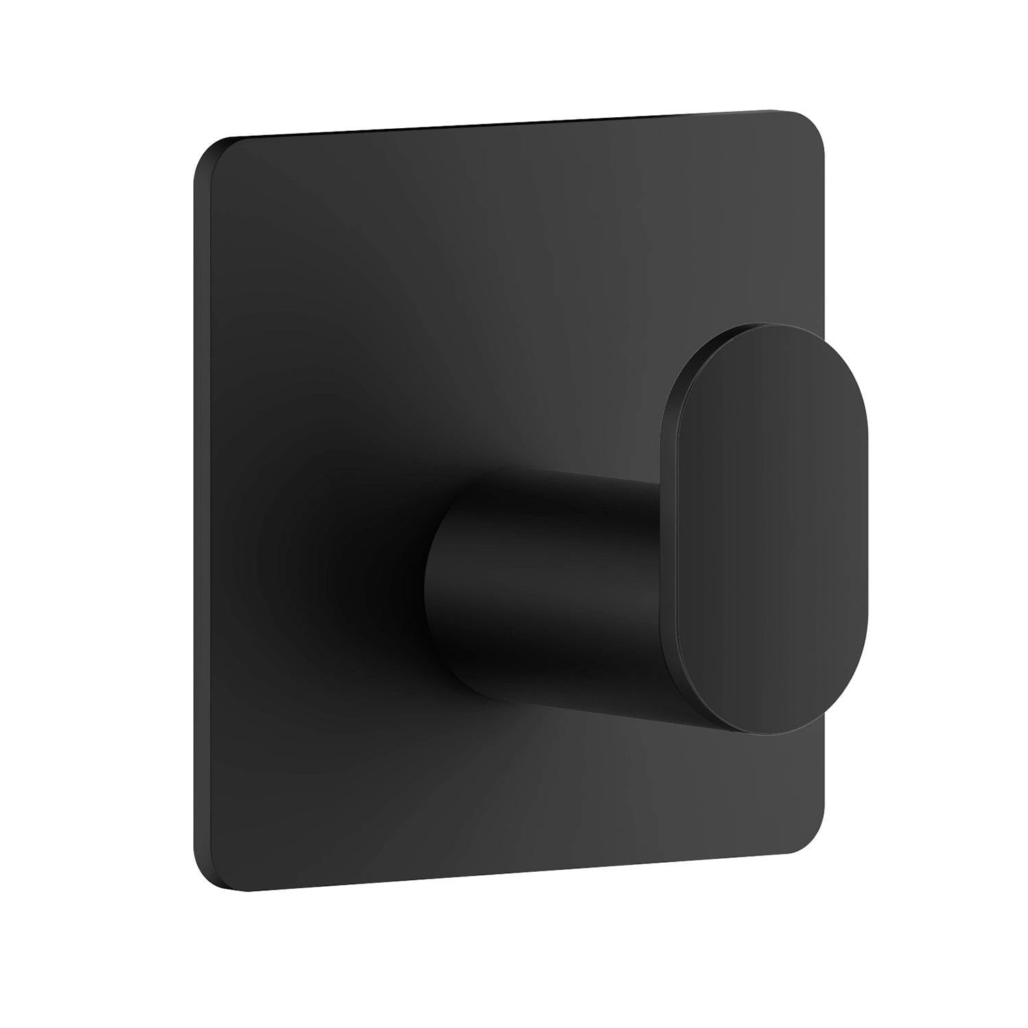 Rackhams Black Stainless Steel Single Towel Hook (48 X 48Mm) Self Adhesive Bathroom Wall Mounted