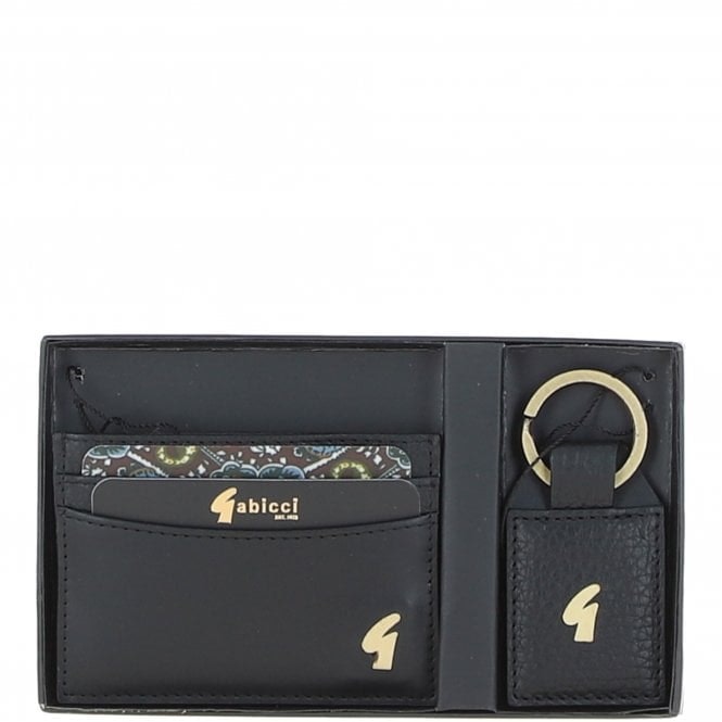 Gabicci Black Real Leather Card Holder & Key Ring Gift Set: Gb-303-Gs - One Size - Leather
