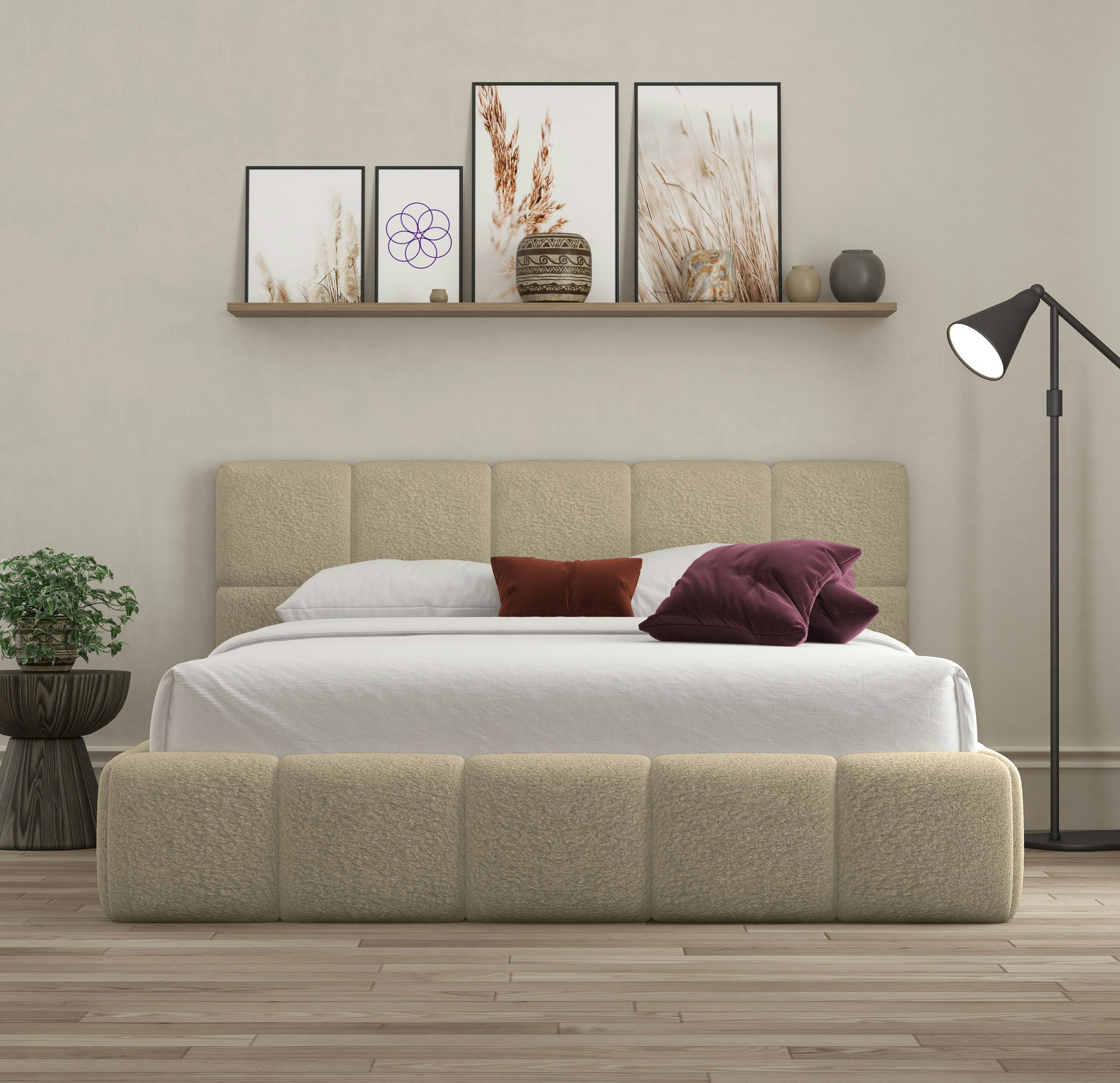 Ds Living Ovella Cubed Ottoman Bed - Latte - King