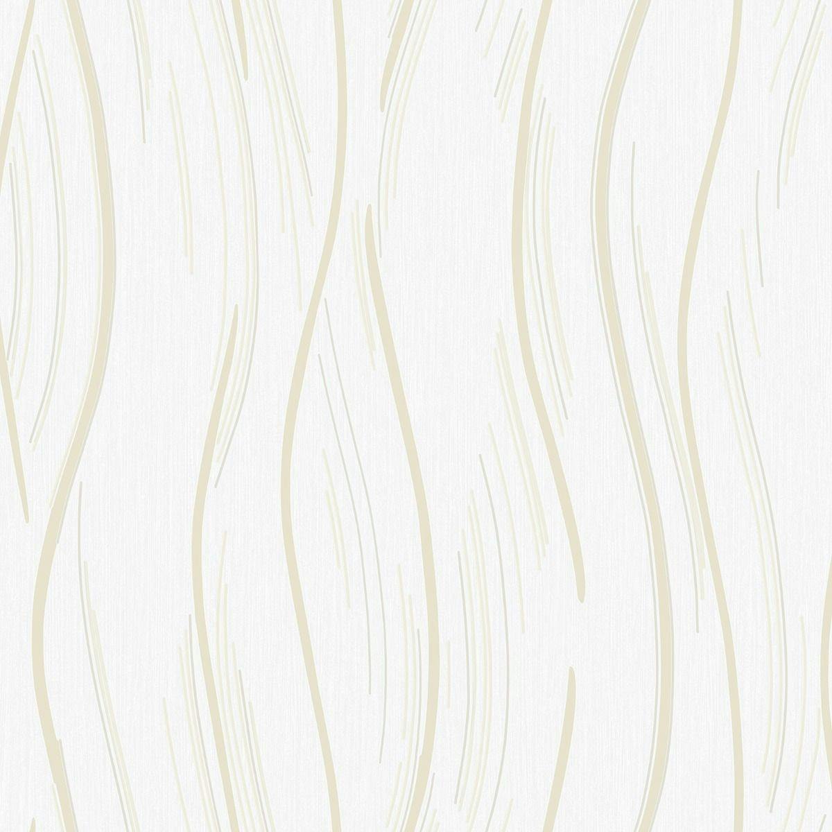 Rackhams Beige/Gold Shimmer Wave Textured Wallpaper - Natural - Natural - 10M X 53Cm - 100% Mixed