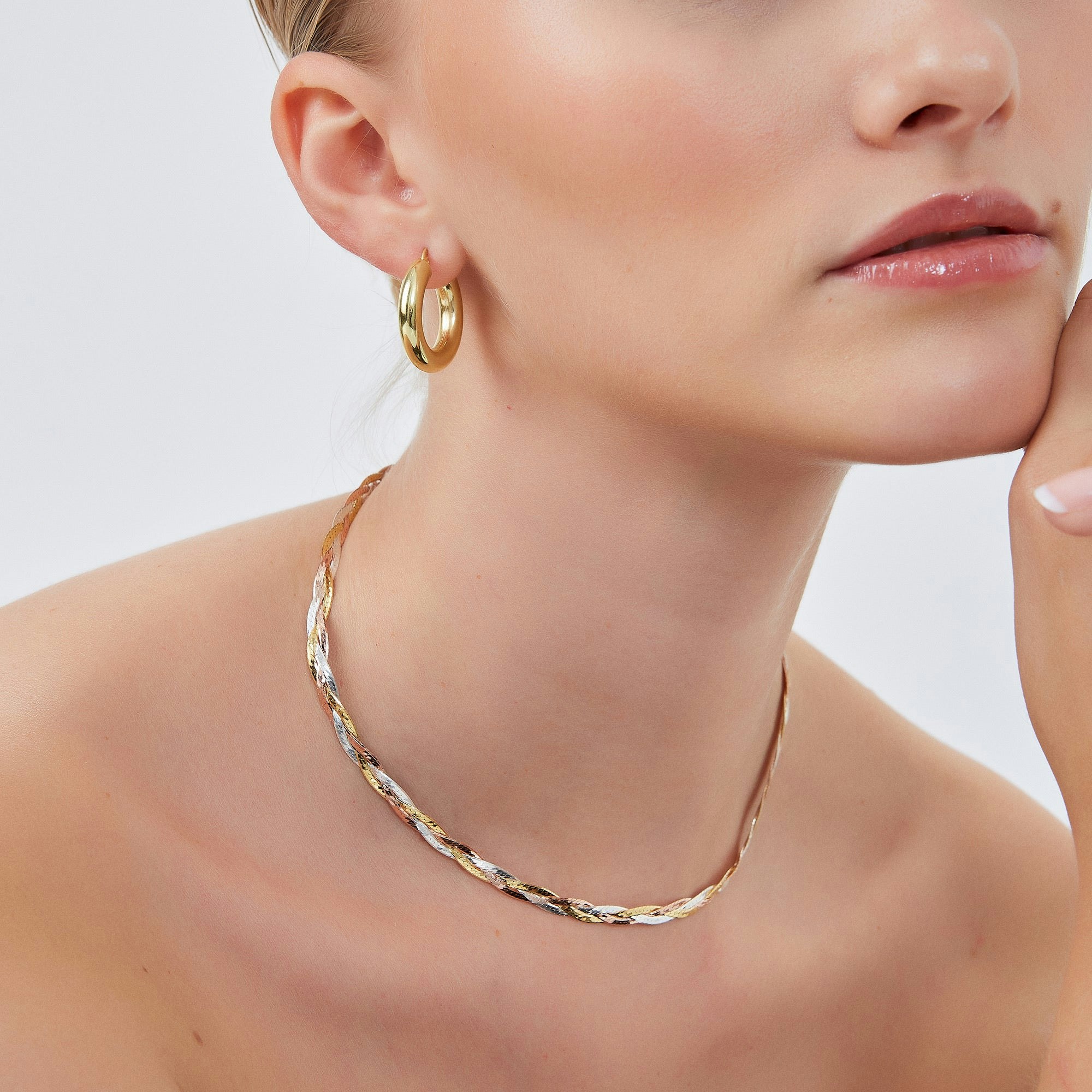 Spero London Gold/Silver Rose And Spiral Sterling Flat Necklace