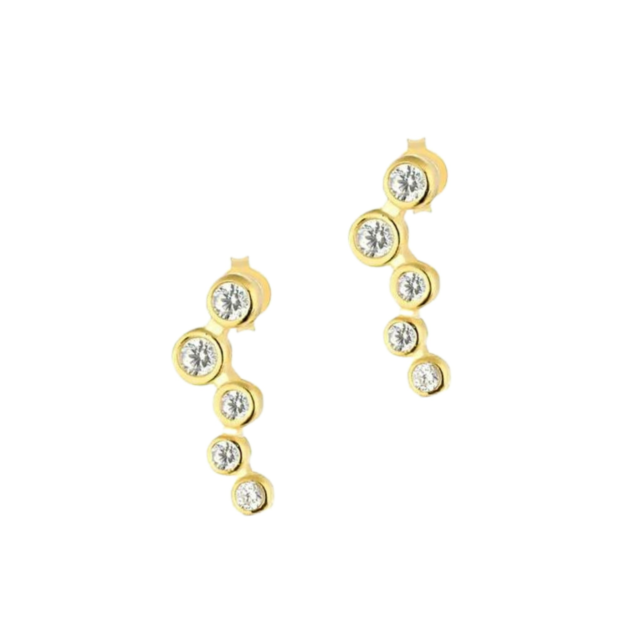 Spero London Silver/Gold Star Cluster Stud Earrings Sterling