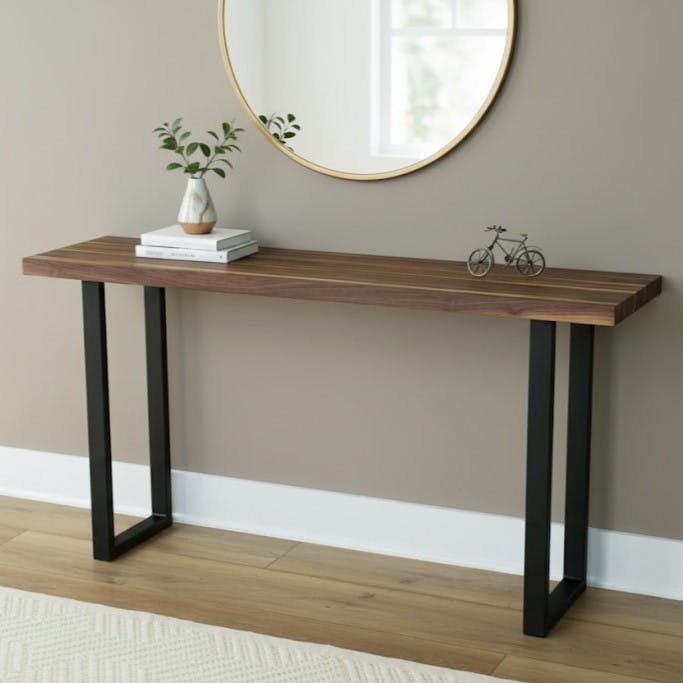 Rackhams Grain Luxury Walnut Console Table - 80X20cm