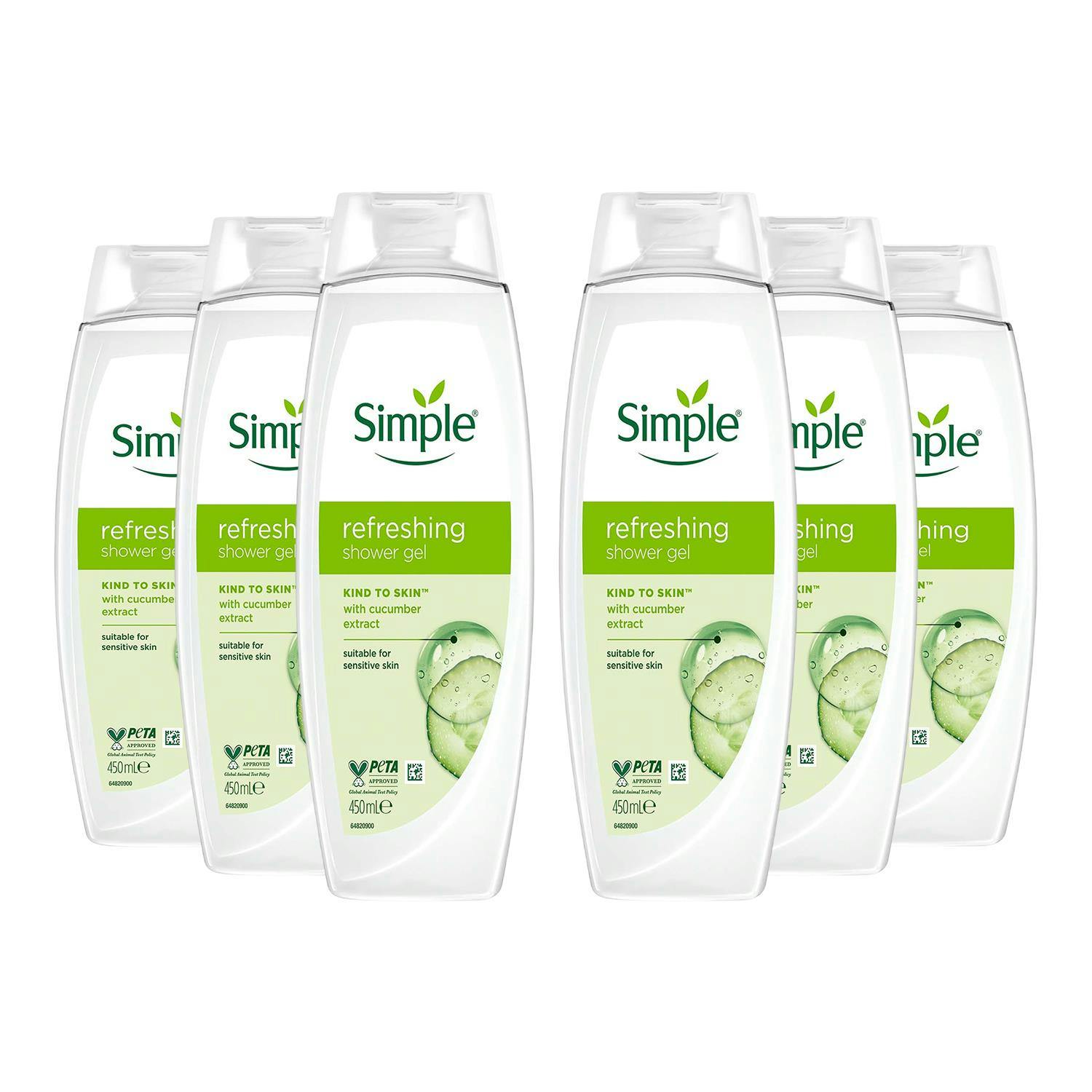 Simple Kind To Skin Refreshing Shower Gel 450Ml, 6 Pack - White - Image 3