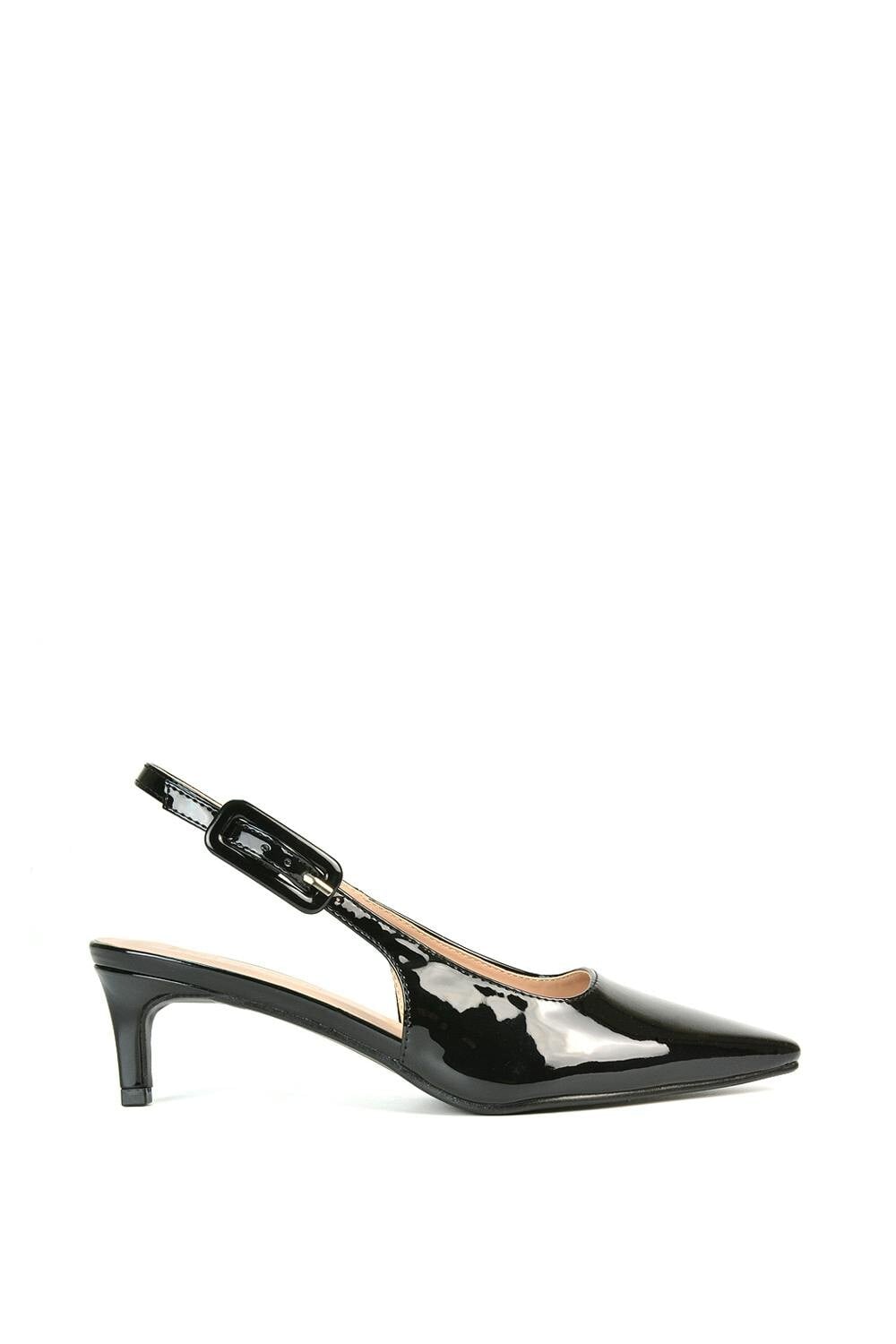 Xy London Women's Black Kitten Heel Court Shoes With Slingback - 3