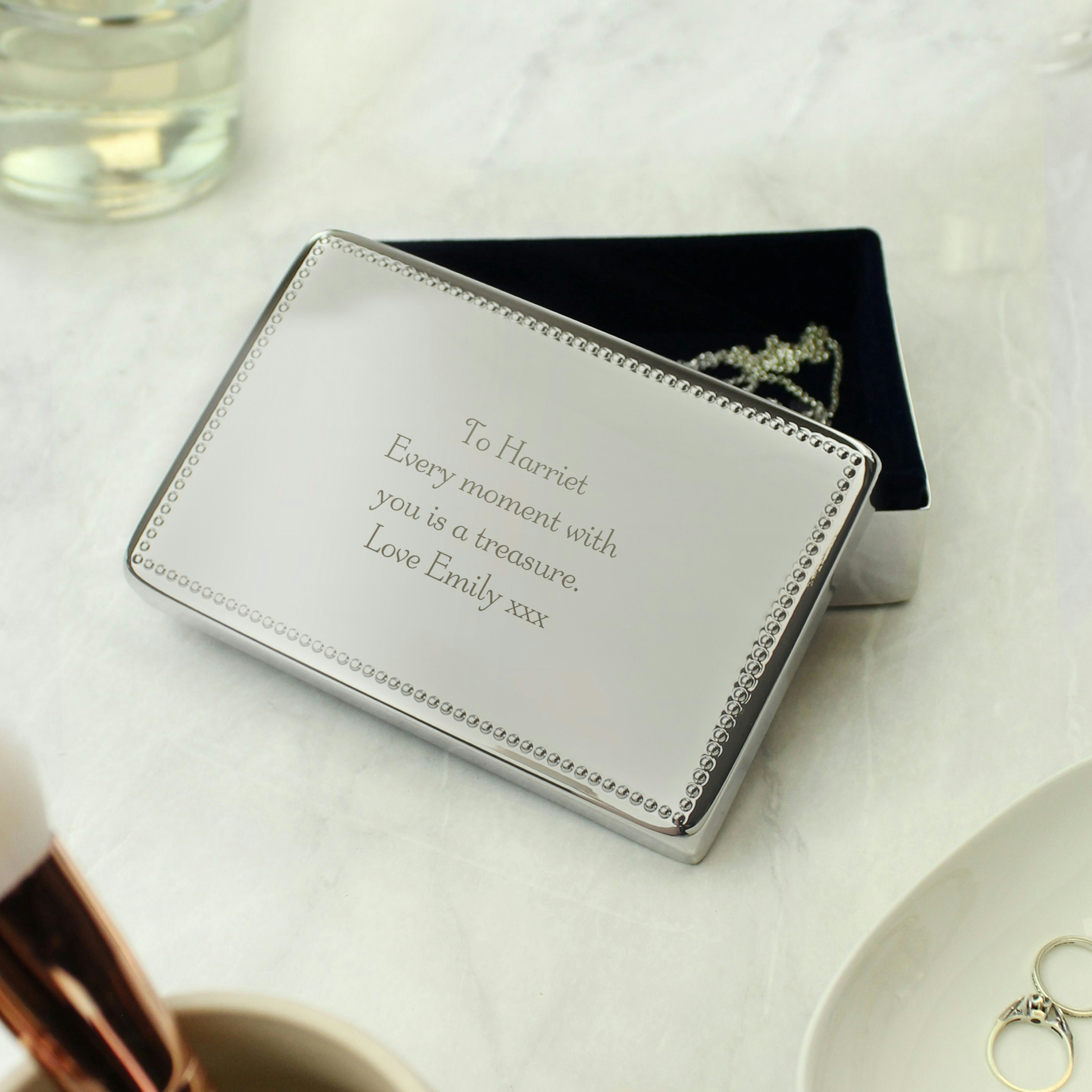 Personalised Memento Company Black Personalised Any Message Rectangular Jewellery Box