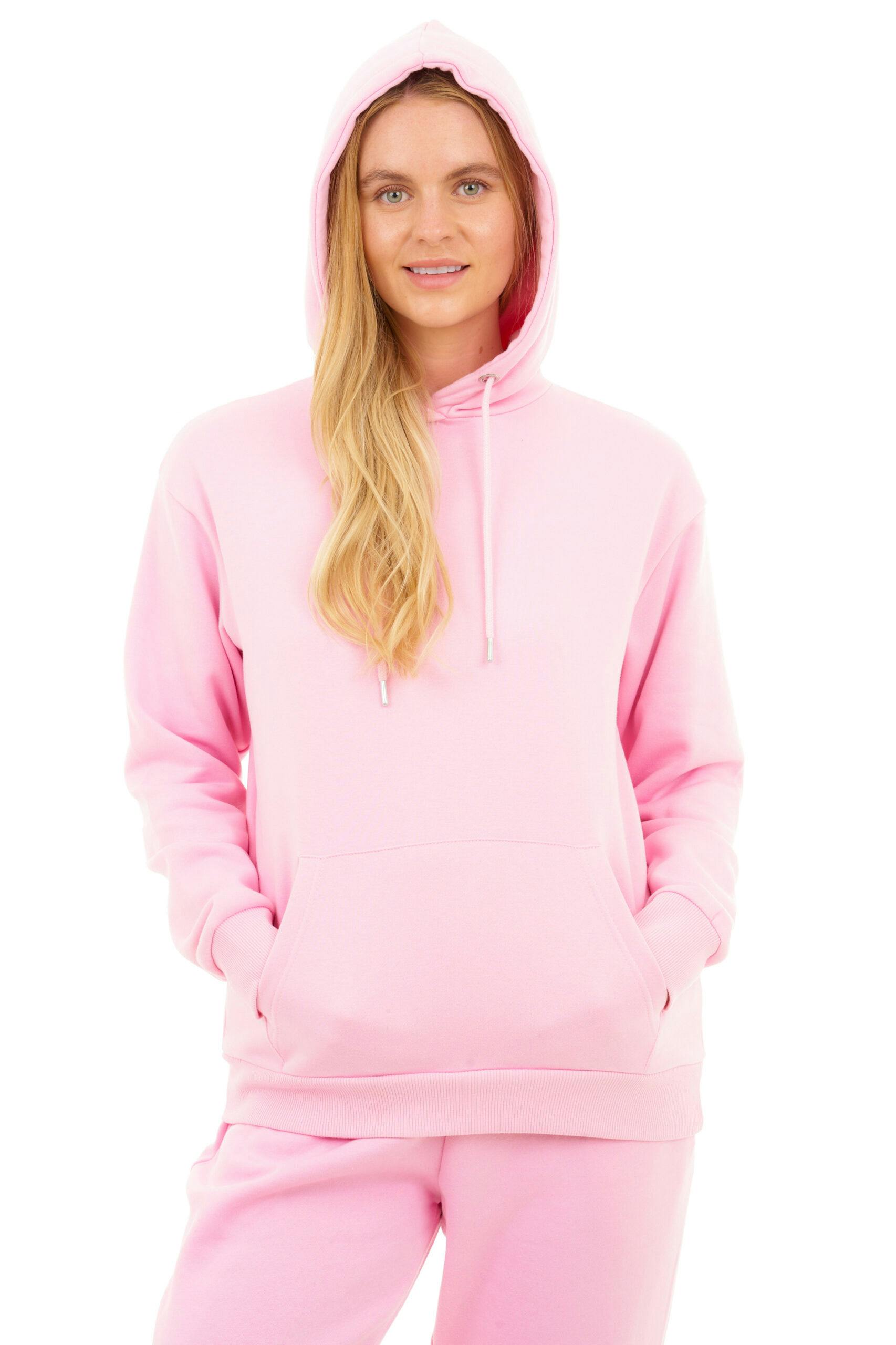 Smart Living Women's Pink Soft Cotton Blend Hoodie - Cozy Pullover With Front Pocket - S