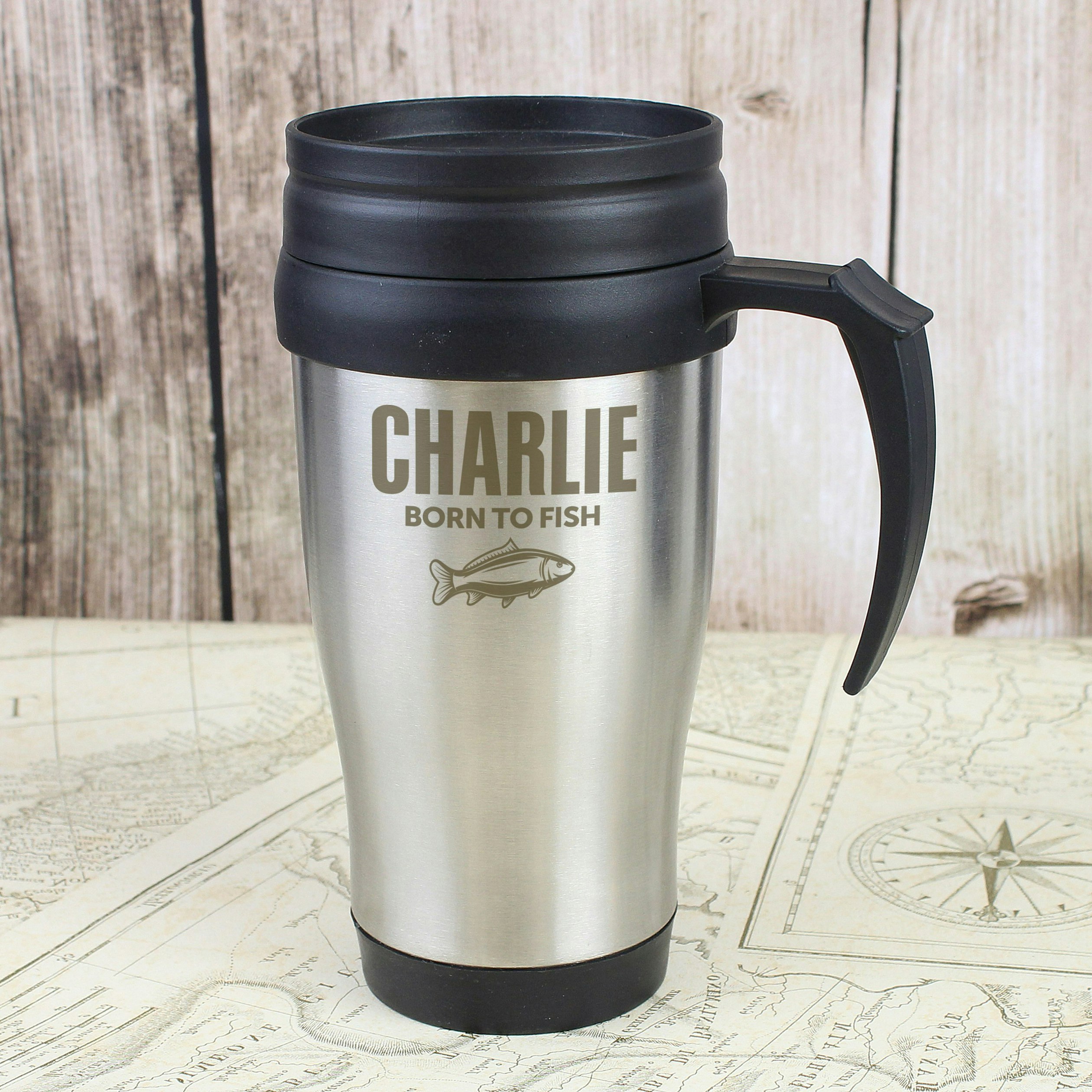 Rackhams Personalised Fishing Travel Mug