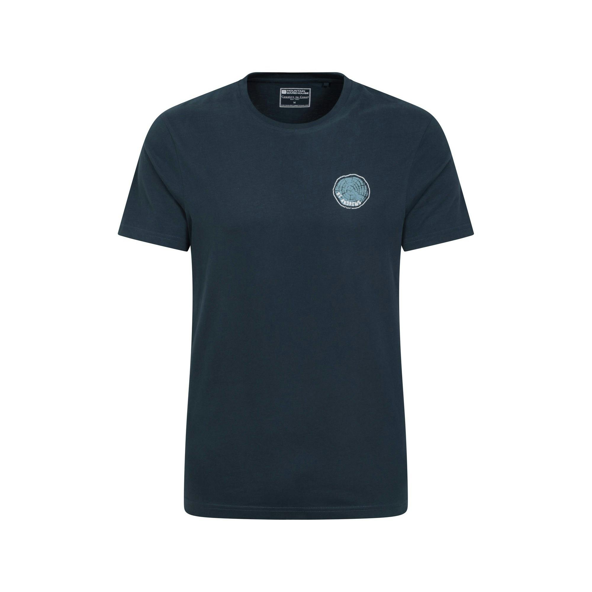 Mountain Warehouse Men's Dark/Blue St Andrews Tree Ring Organic T-Shirt - M - 100% Organic Cotton