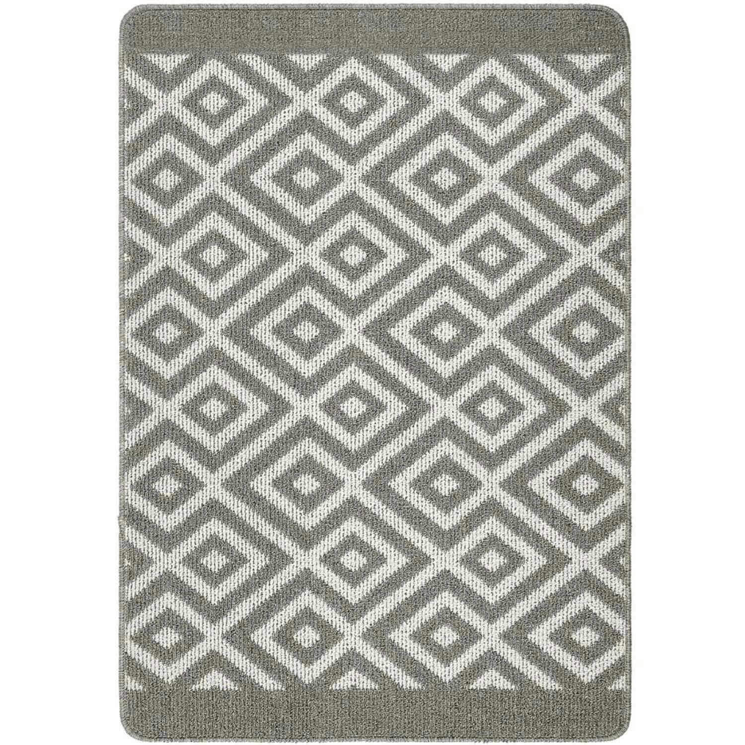 Rackhams Grey Diamond Washable Mat And Runner - 67X100 Cm