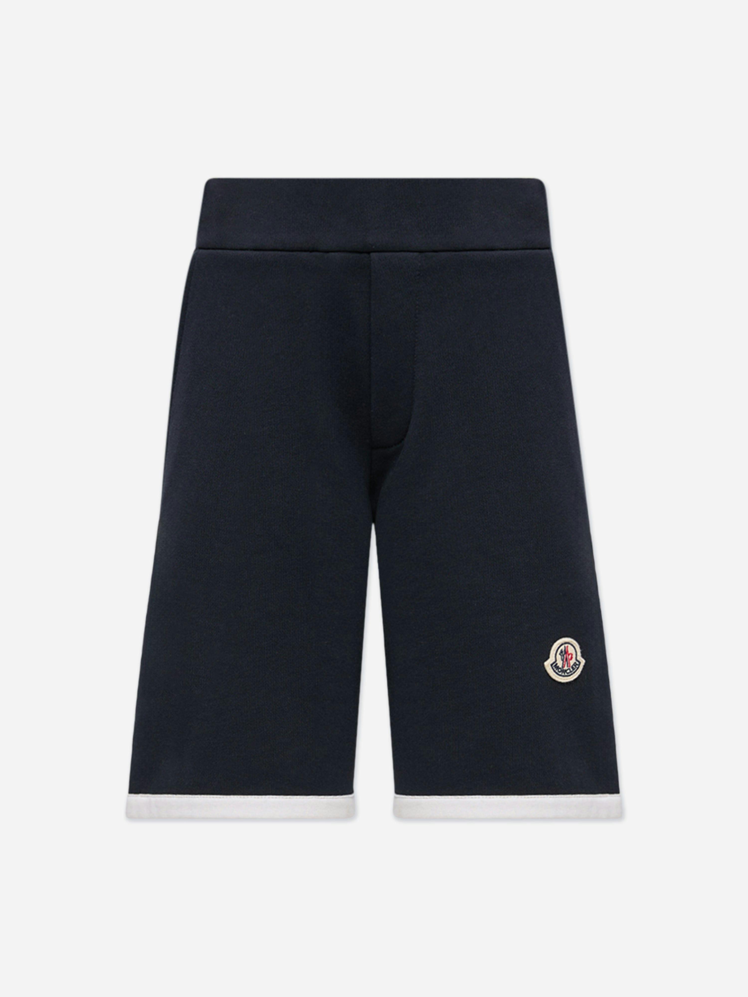 Moncler Enfant Boys Cotton Logo Sweat Shorts In Navy - Navy - 10 Yrs