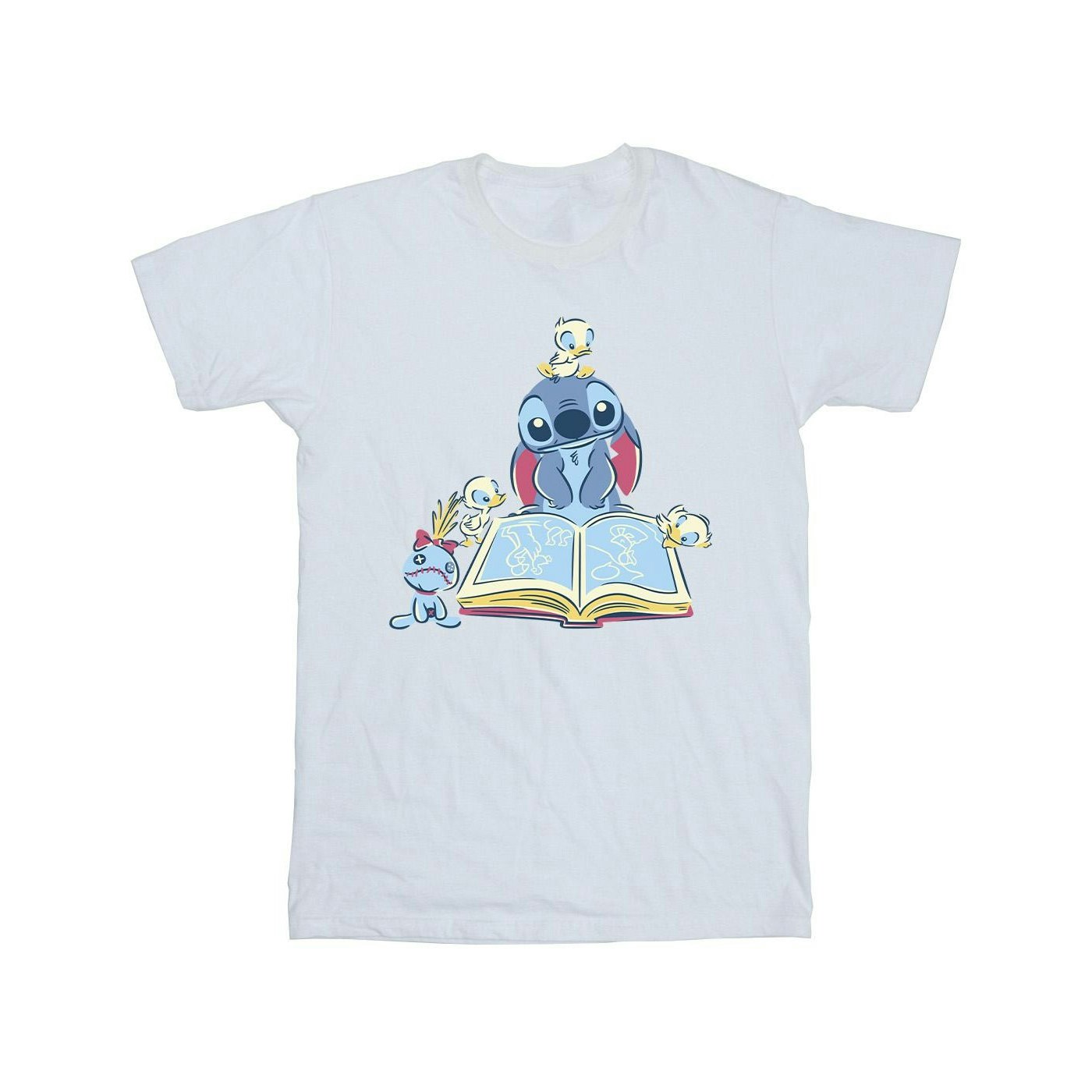 Disney Men's White Lilo & Stitch Reading A Book T-Shirt - 3XL