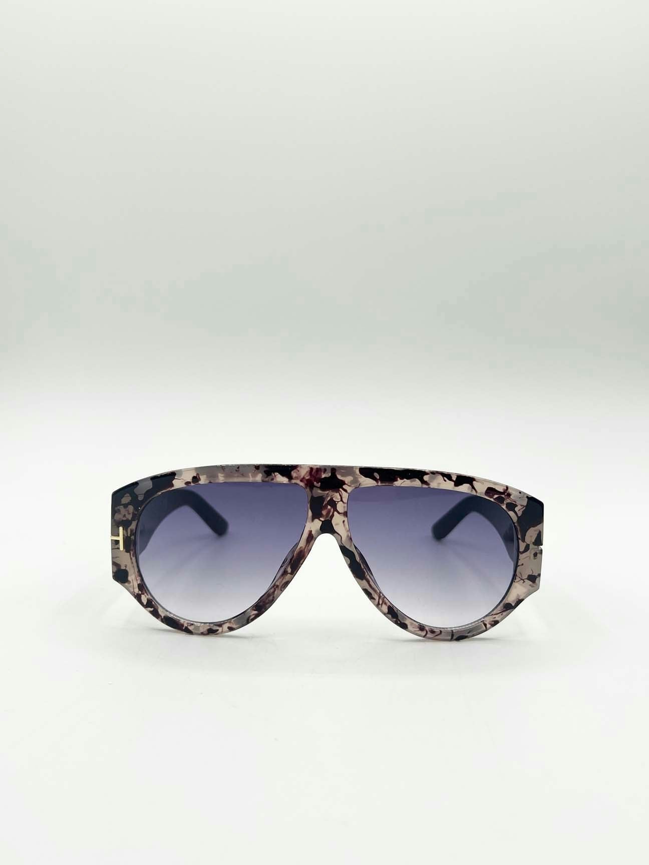 Svnx Brown/Black Oversized Rounded Sunglasses - One Size