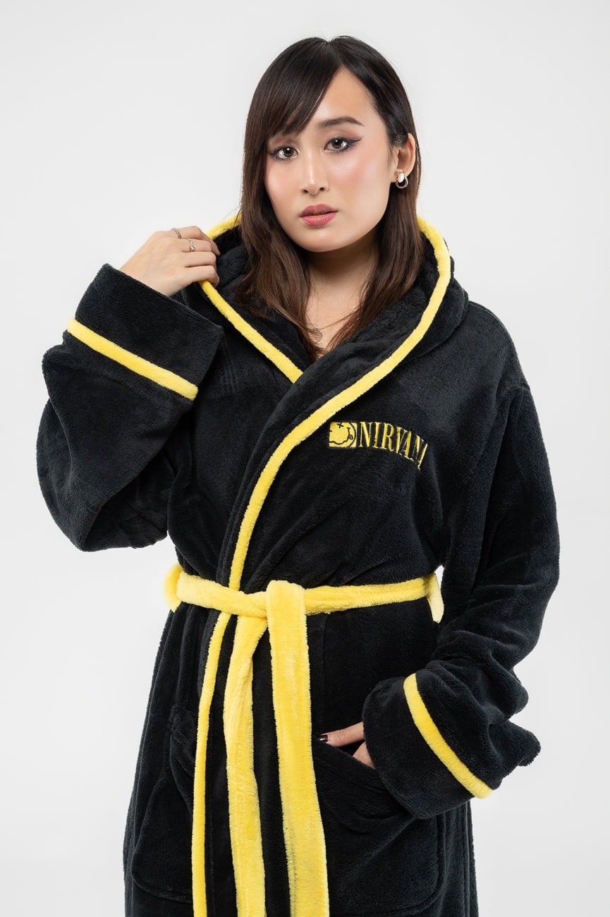 Paradiso Clothing Unisex Yellow Nirvana Grunge Smile Bathrobe - M
