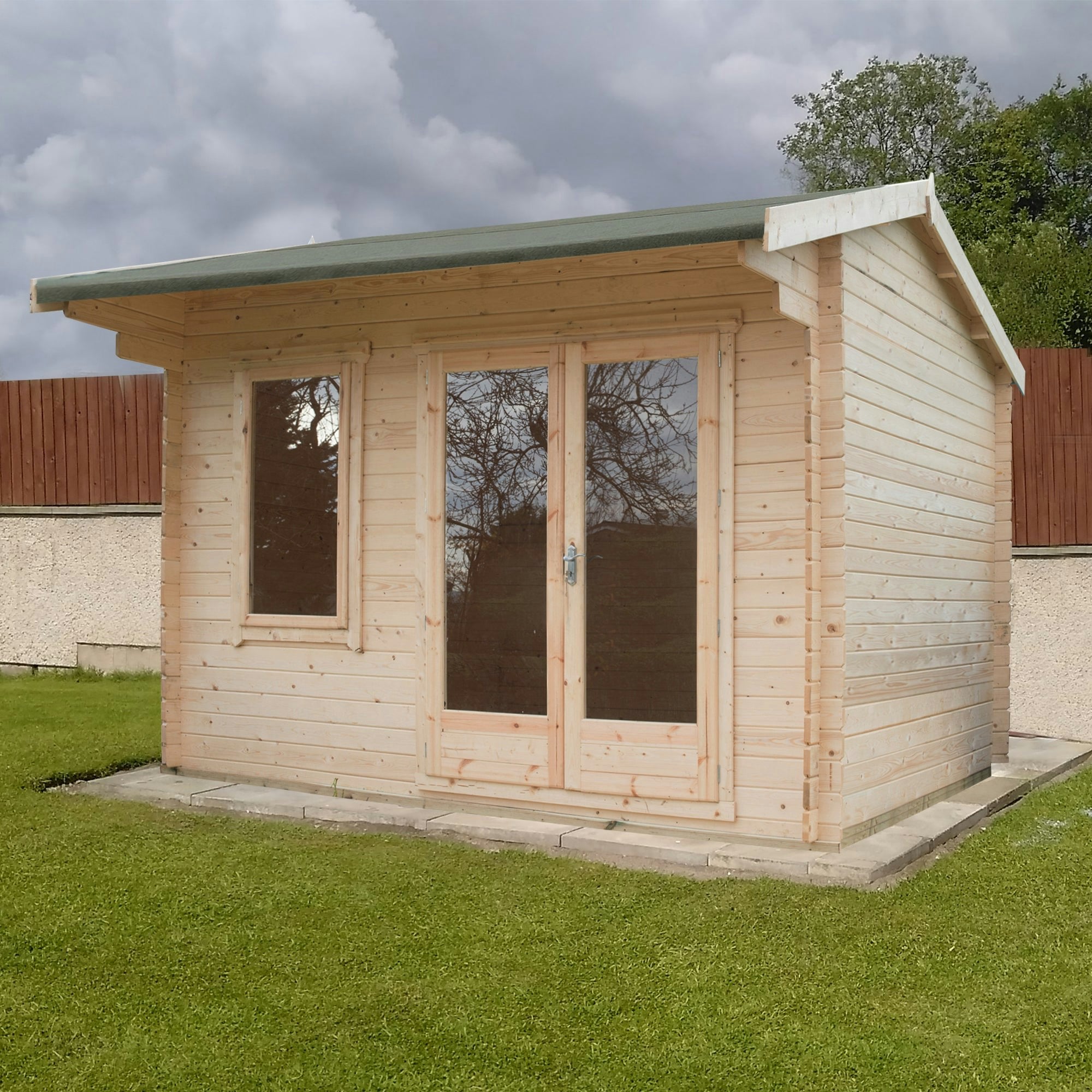 Rackhams Light/Grey Marlborough 10Gx10 Log Cabin 28Mm Interlock Cladding