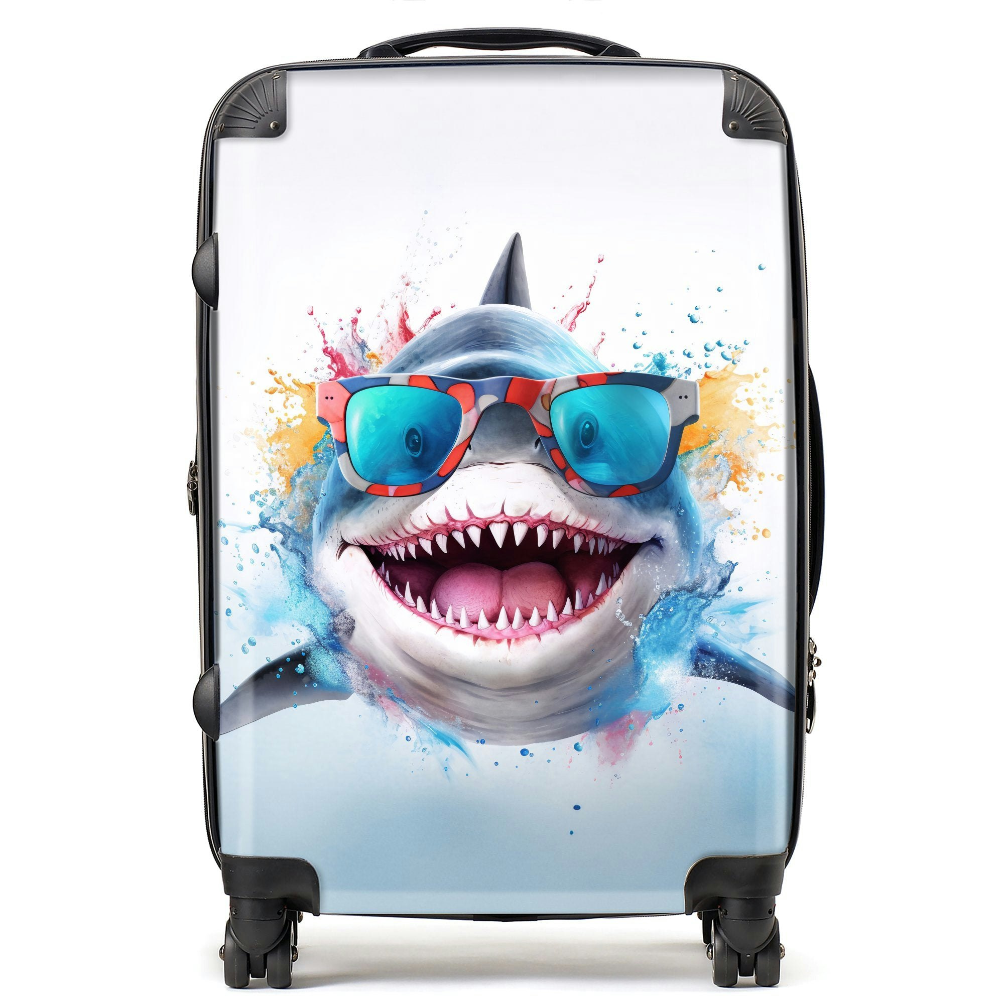 Warren Reed Splashart Shark In Glasses Suitcase - Medium