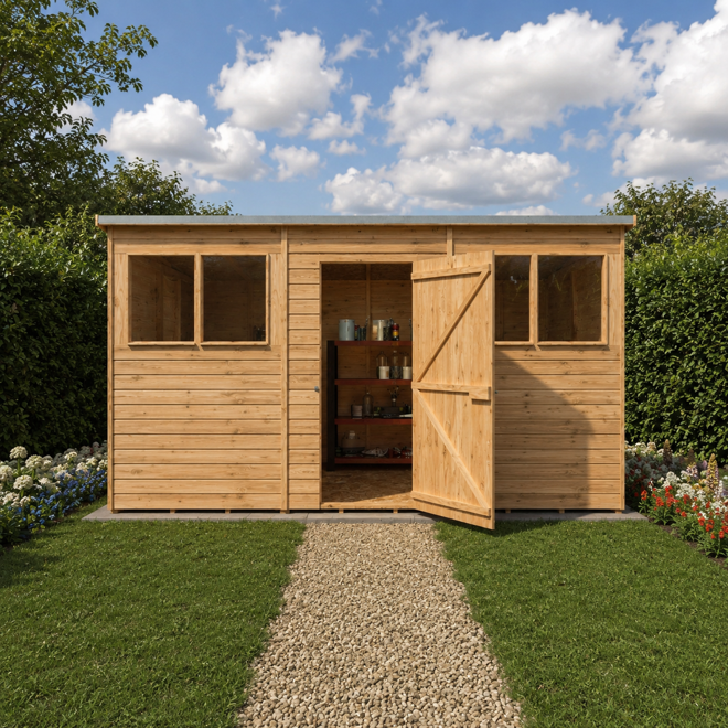 Rackhams Light Overlap 12 X 6Ft Single Door Pent Shed