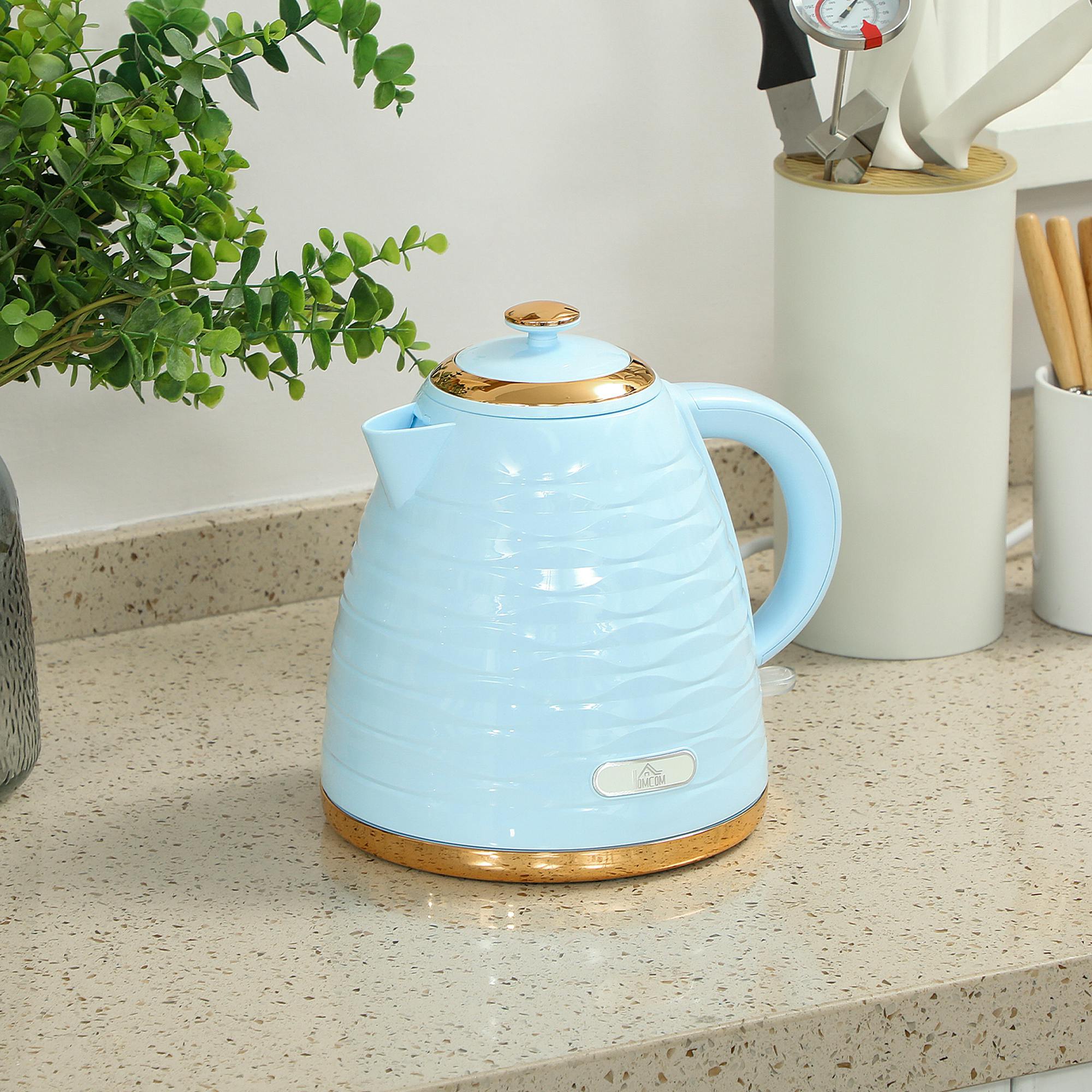 HOMCOM Electric Kettle - Light Blue Ripple - 1.7L Capacity - 3kW Fast Boil - Image 2