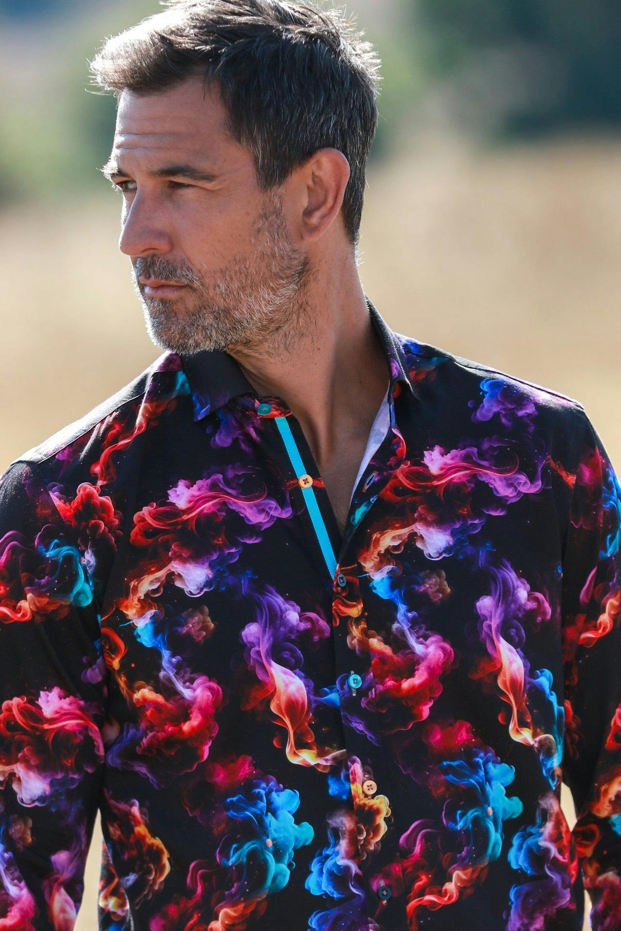 Claudio Lugli Black Smoke Multicoloured Print Shirt - 3XL