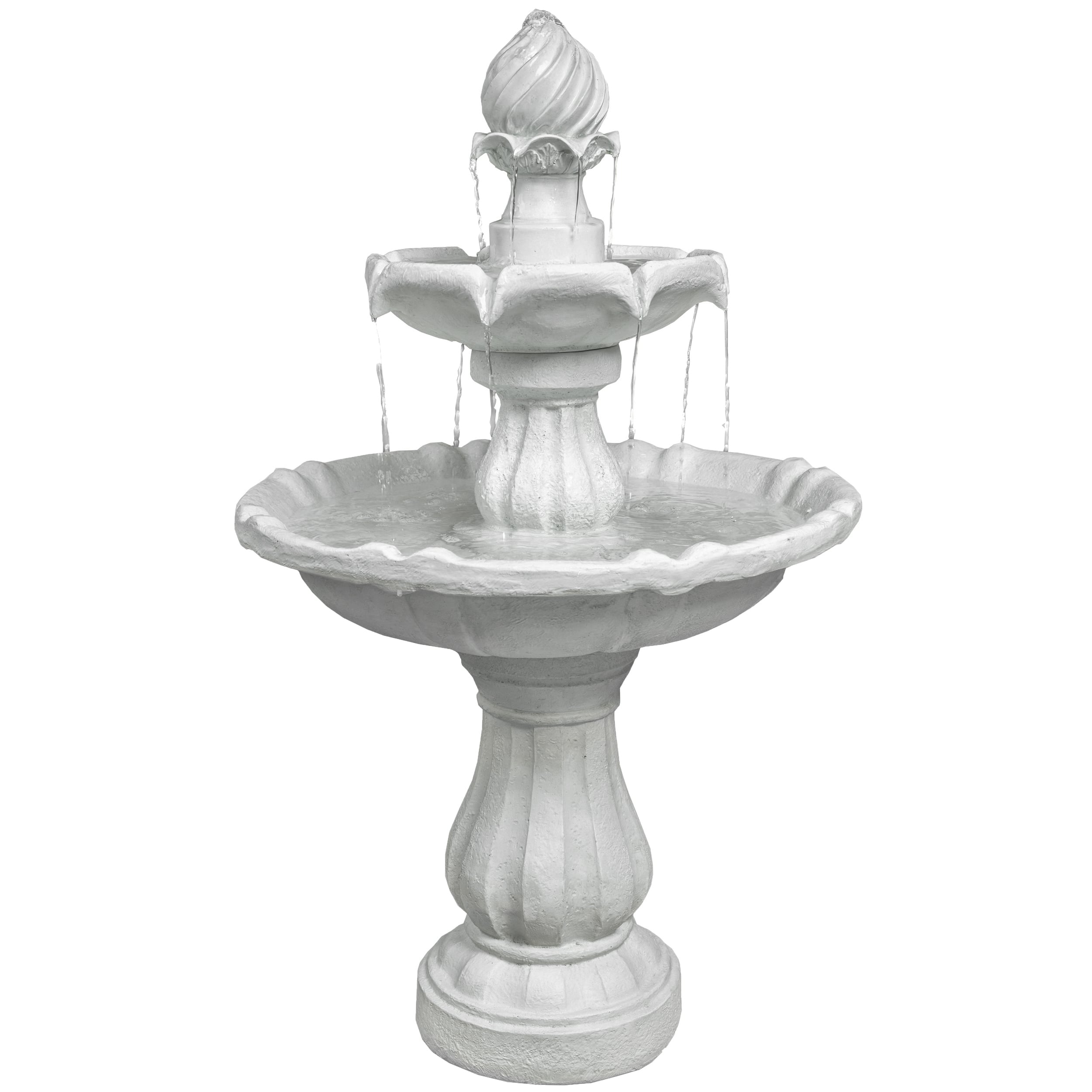 Rackhams Aruna Elegant 3-Tier Outdoor Water Fountain Self-Contained Stunning Garden Feature With Cascading Waterfall