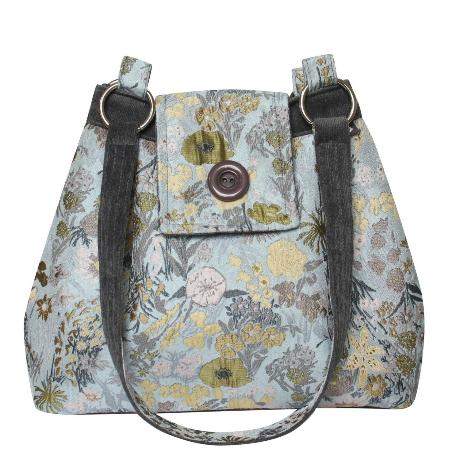 Earth Squared Blue Jacquard Floral Shoulder Bag –