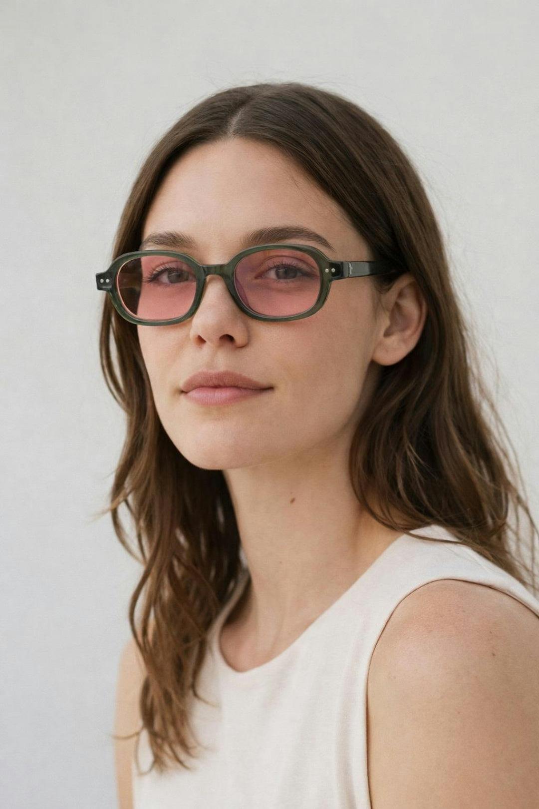 Svnx Green/Pink Retro Rounded Square Sunglasses In - One Szie