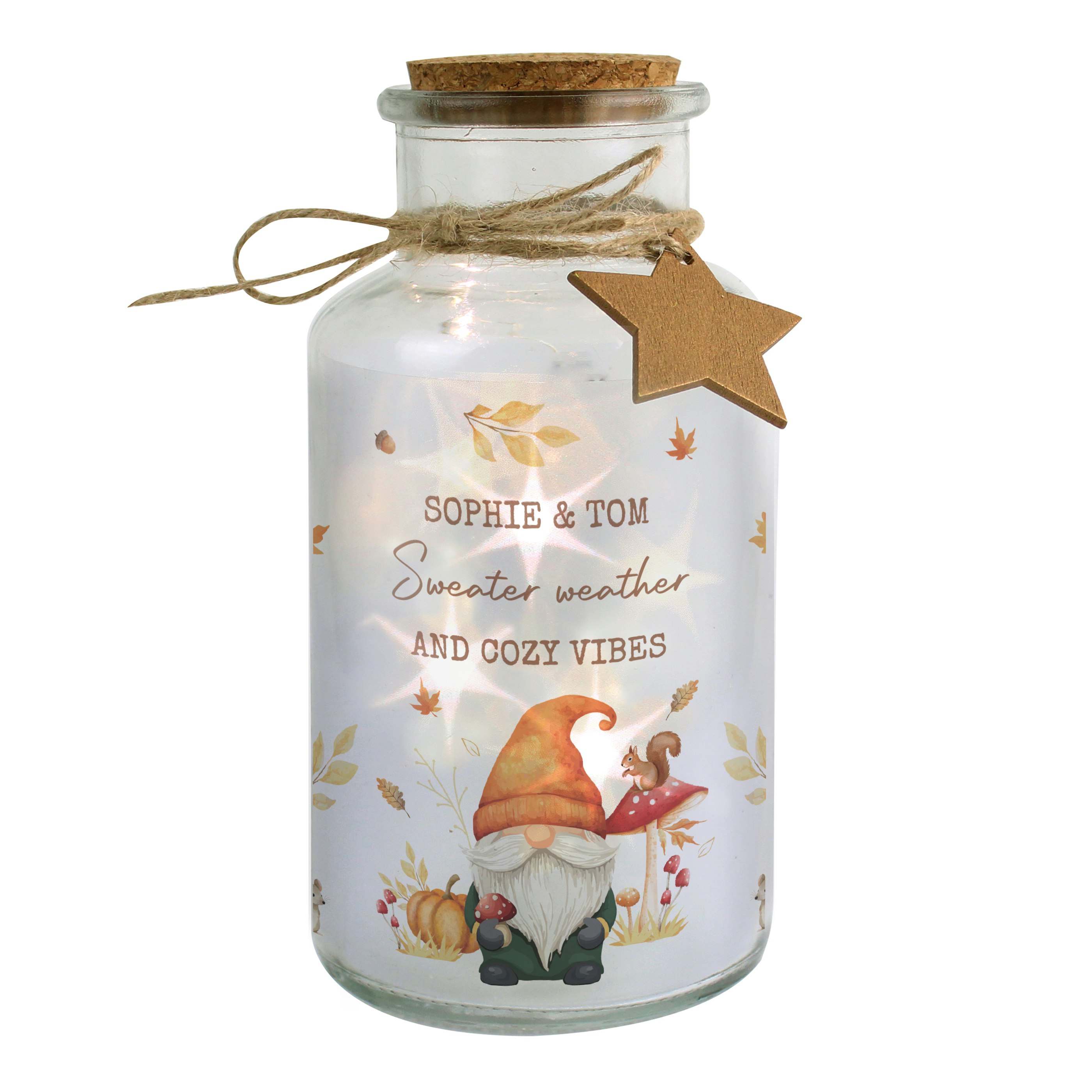 Rackhams Light Personalised Autumn Gonk Led Up Jar
