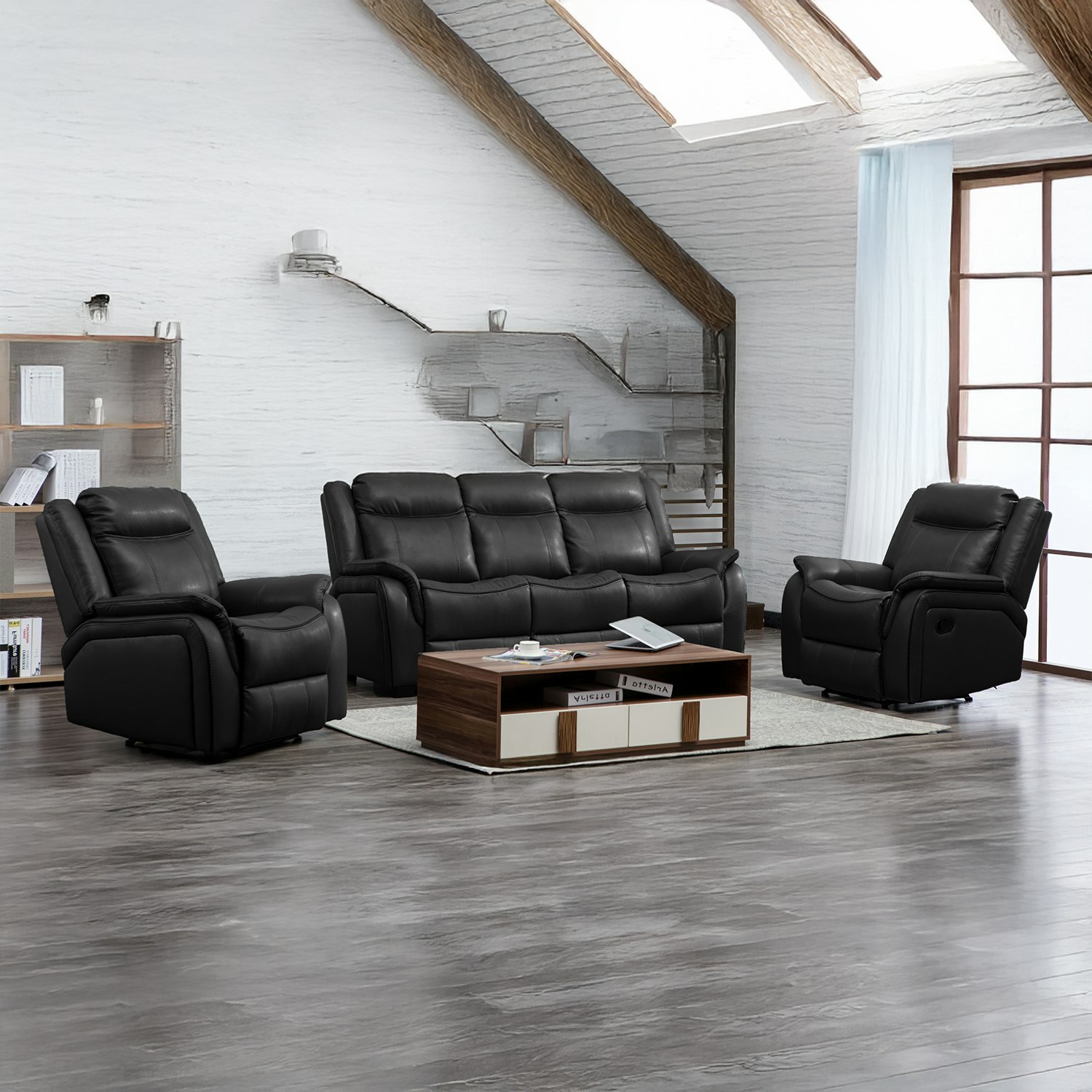 Rackhams Black Hampshire Luxury 3 Piece Sofa Suite