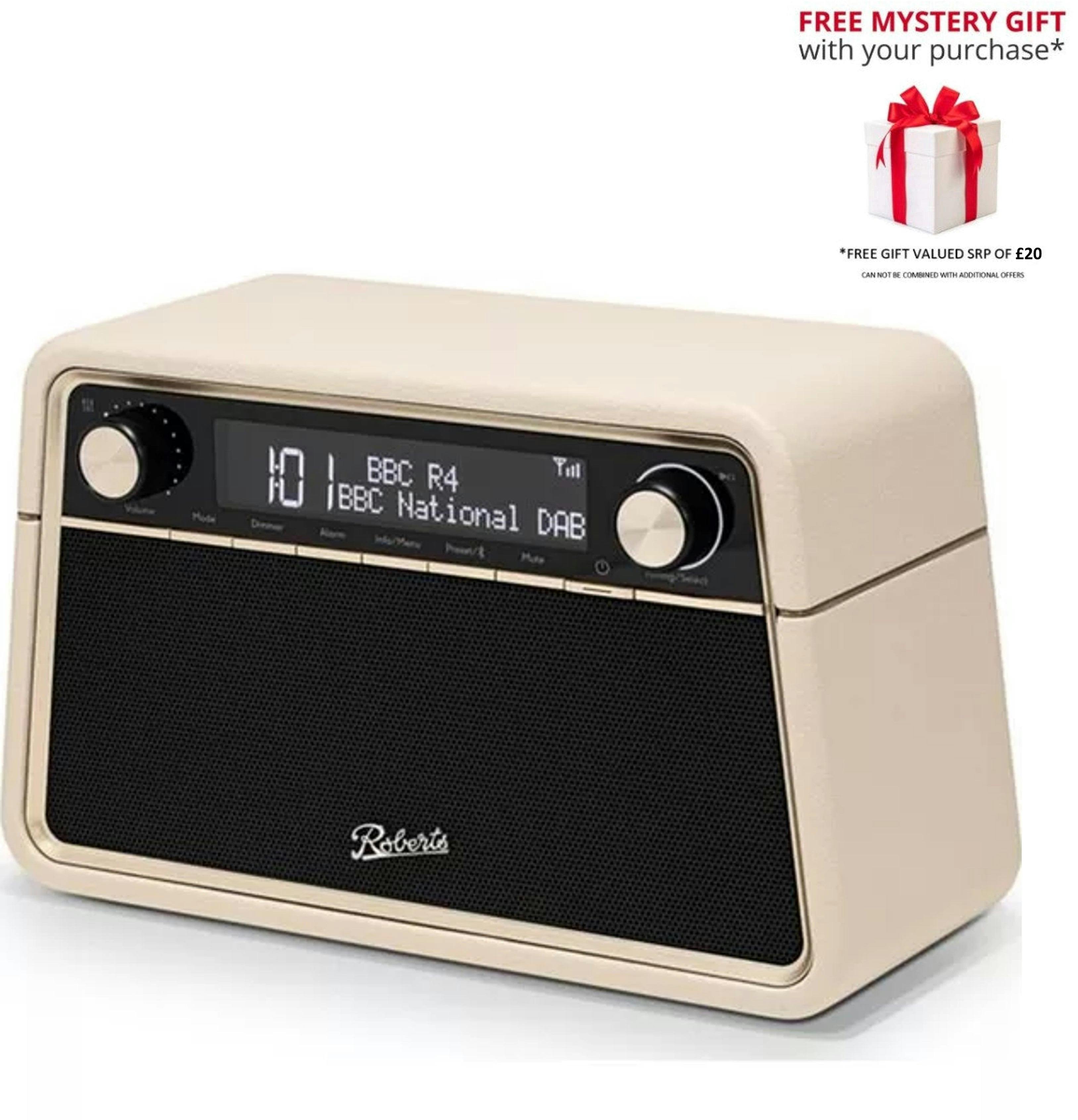 Roberts Cream Reva Dab+ And Fm Bluetooth Tabletop Digital Radio With Free Gift Rrp £20 - Pastel