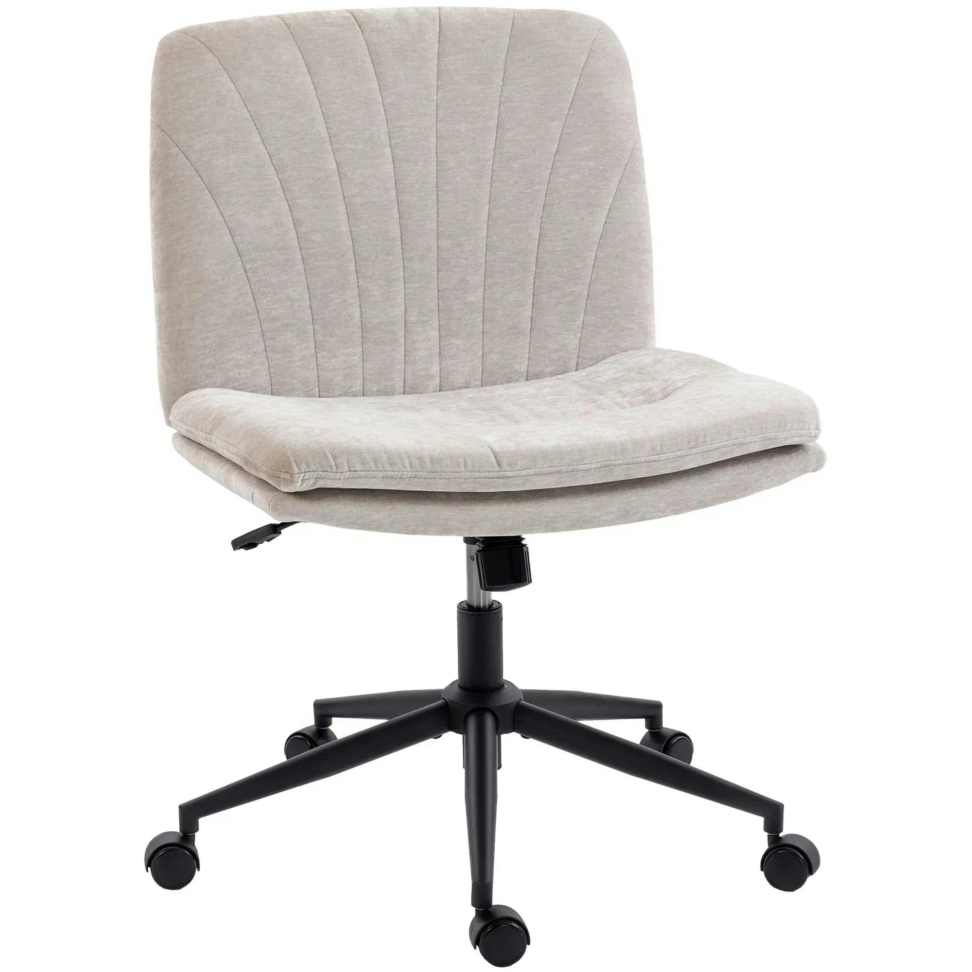 B&Q - Criss Cross Chair With WheelsArmless Wide Office ChairBeige - Image 4