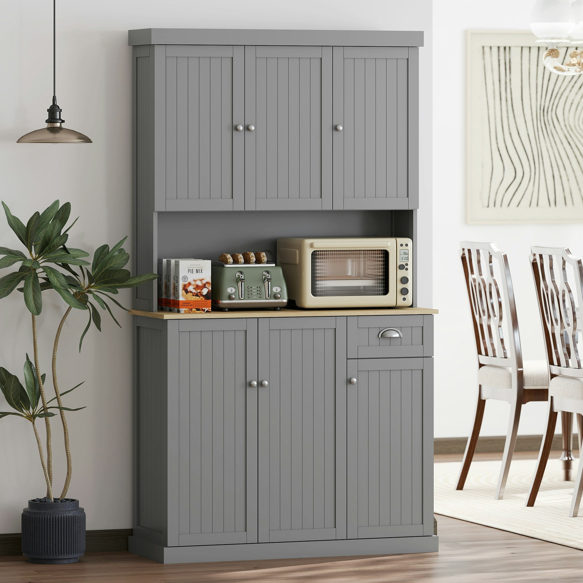 Rackhams Grey Kitchen Cupboard Storage Cabinet With Adjustable Shelves,