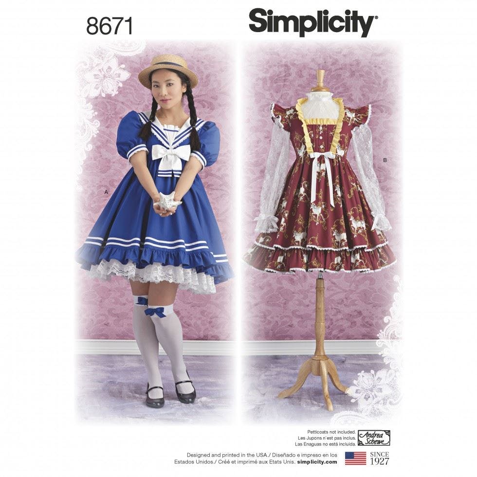 Simplicity Women's Sewing Pattern 8671, Costumes, Dresses For D5 (4-6-8-10-12) - Intermediate - P5 (12-14-16-18-20)