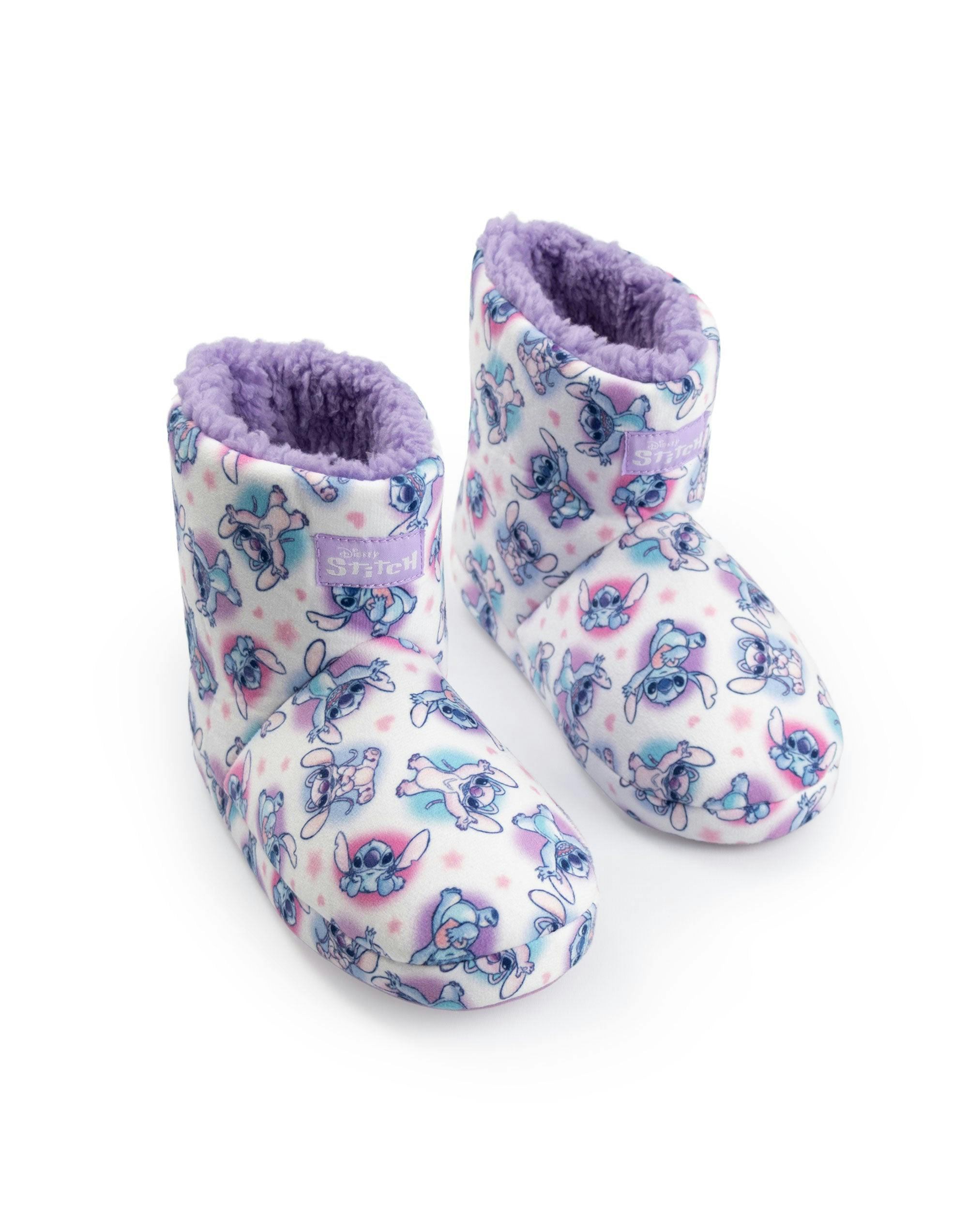 Vanilla Underground Girls White/Purple/Blue Lilo & Stitch Multicoloured Character Aop Slipper Boots - 13 Uk Child