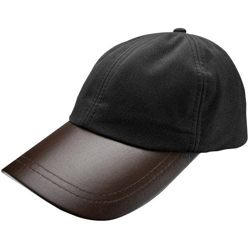 Coolandnew Black Leather Skip Wax Baseball Cap