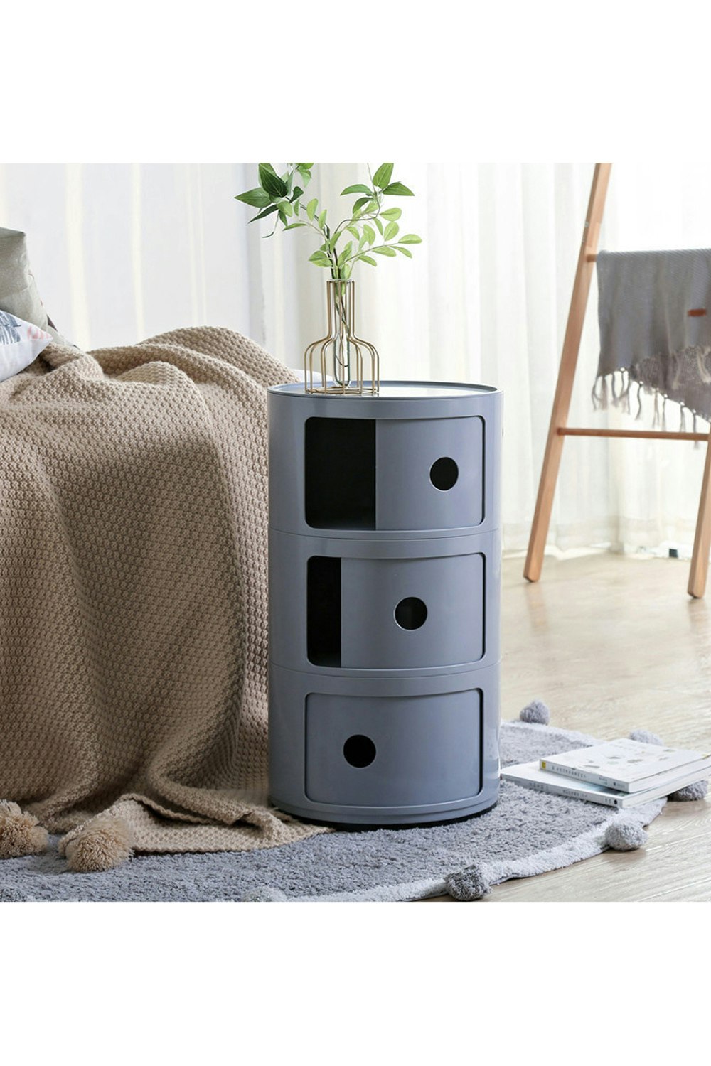 Rackhams Grey 3-Tiered Plastic Storage Drawer Unit