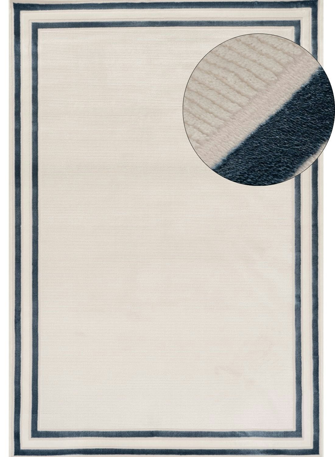 Rackhams Cream/Blue Carmel - Bordered Rug | 6060 - 160X230 Cm