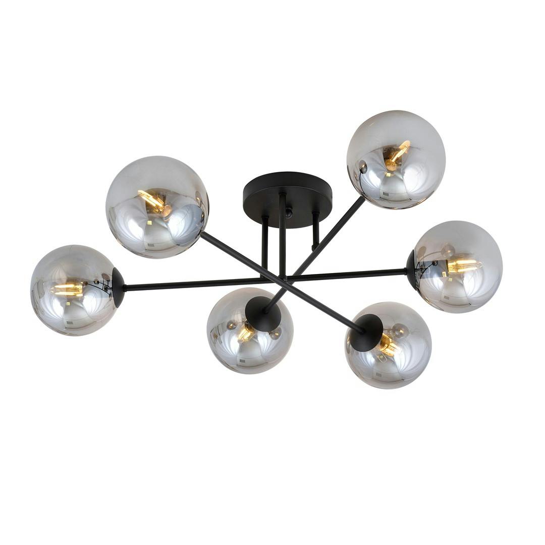 Emibig Black Roma Ceiling Lamp 6 X E14 With Graphite Shade