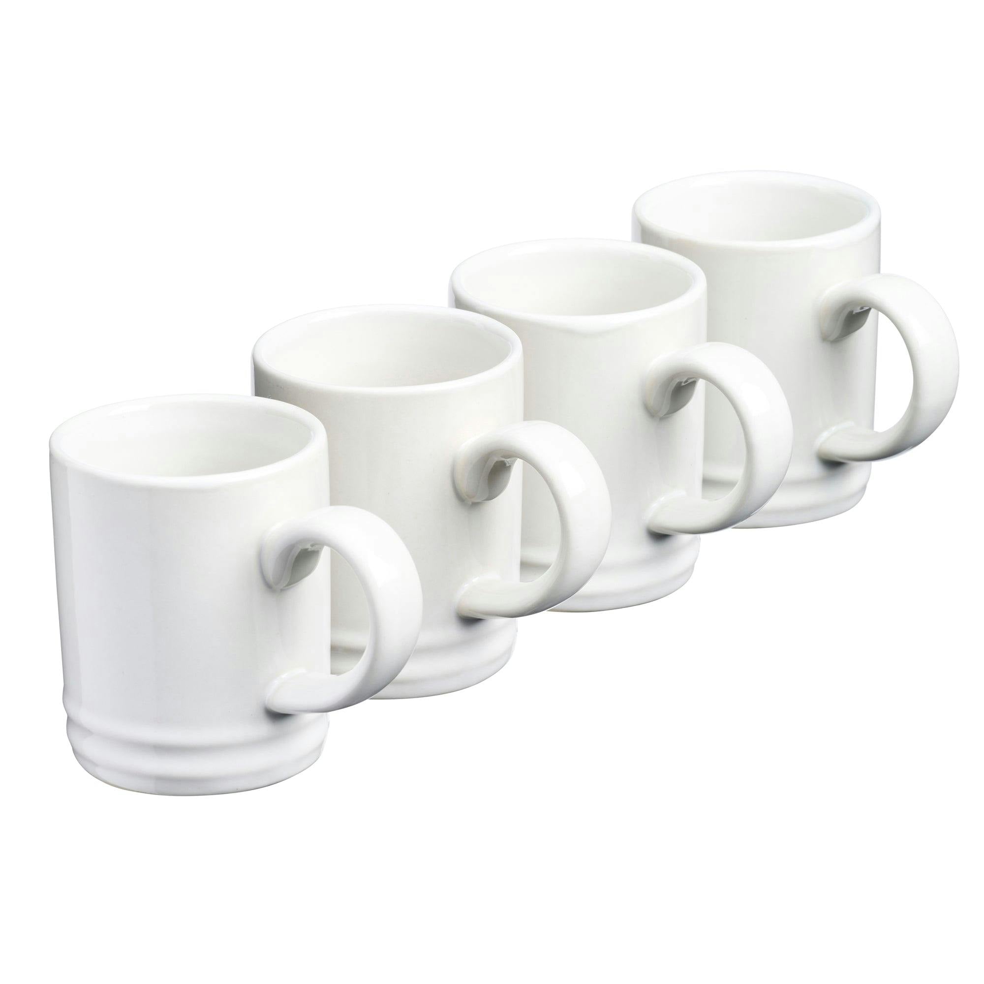 Cooks Professional 4 Piece Espresso Cup Set - White - Stoneware - 90ml - Image 3