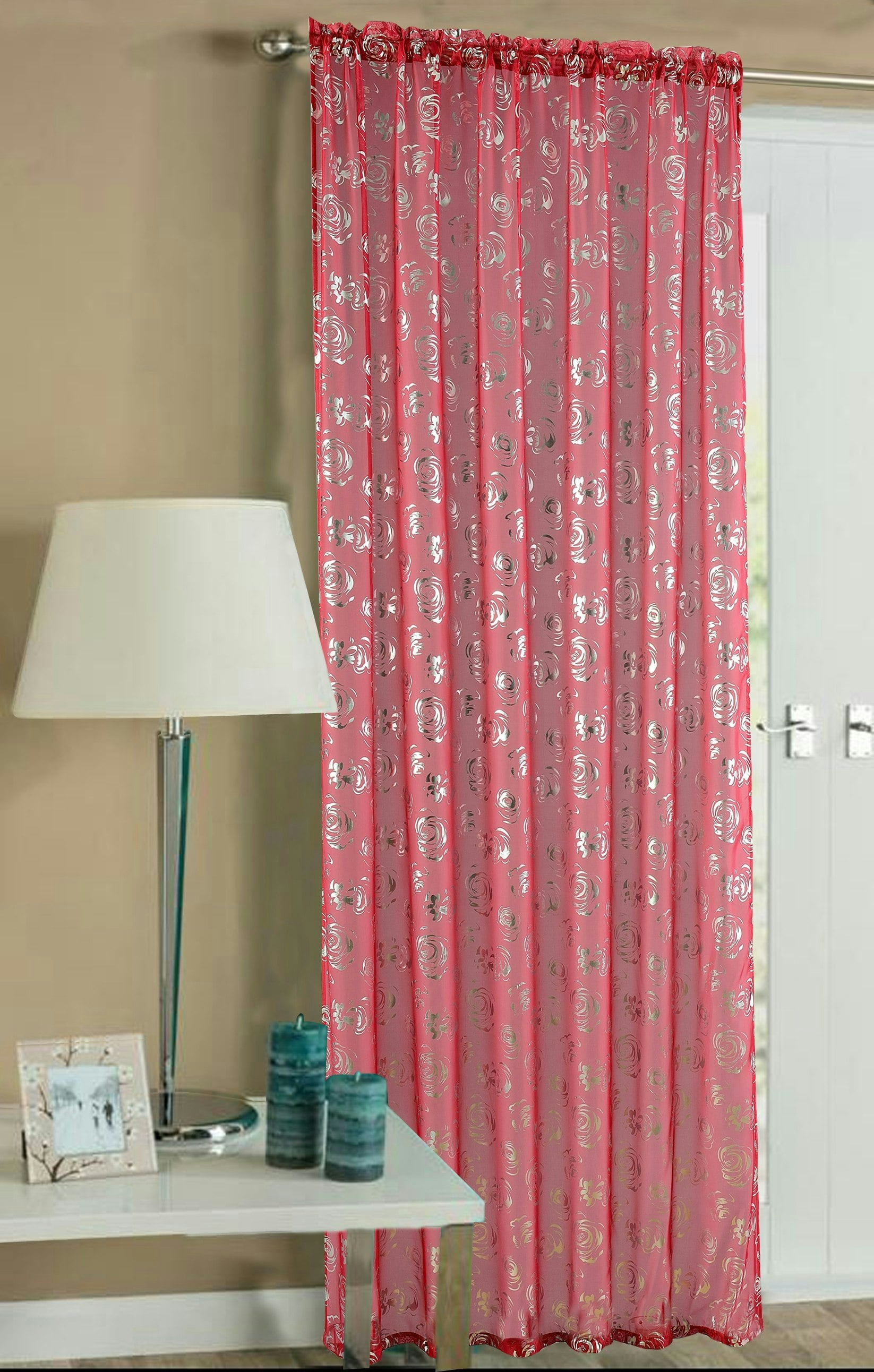 Rackhams Red Geneva Slot Top Voile Panel - 150Cm X 122Cm