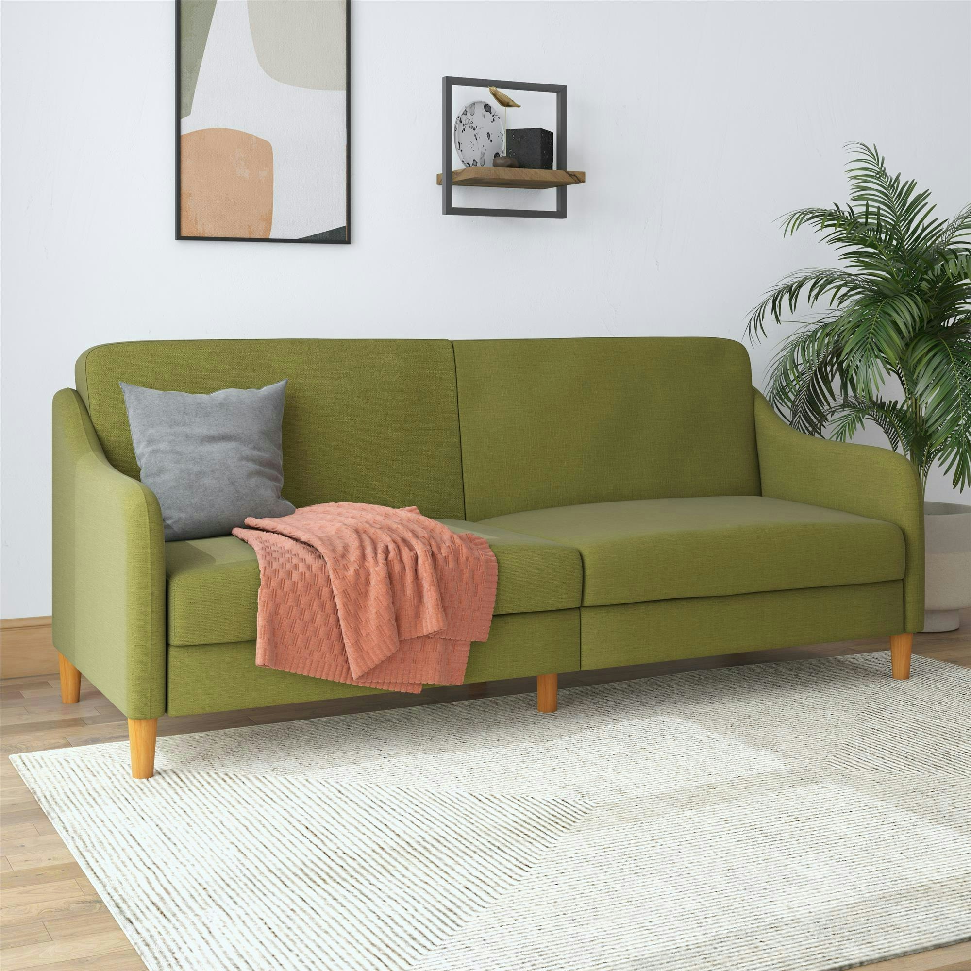 Dorel Home Green Jasper Coil 3-Seater Sofa Bed In Fabric