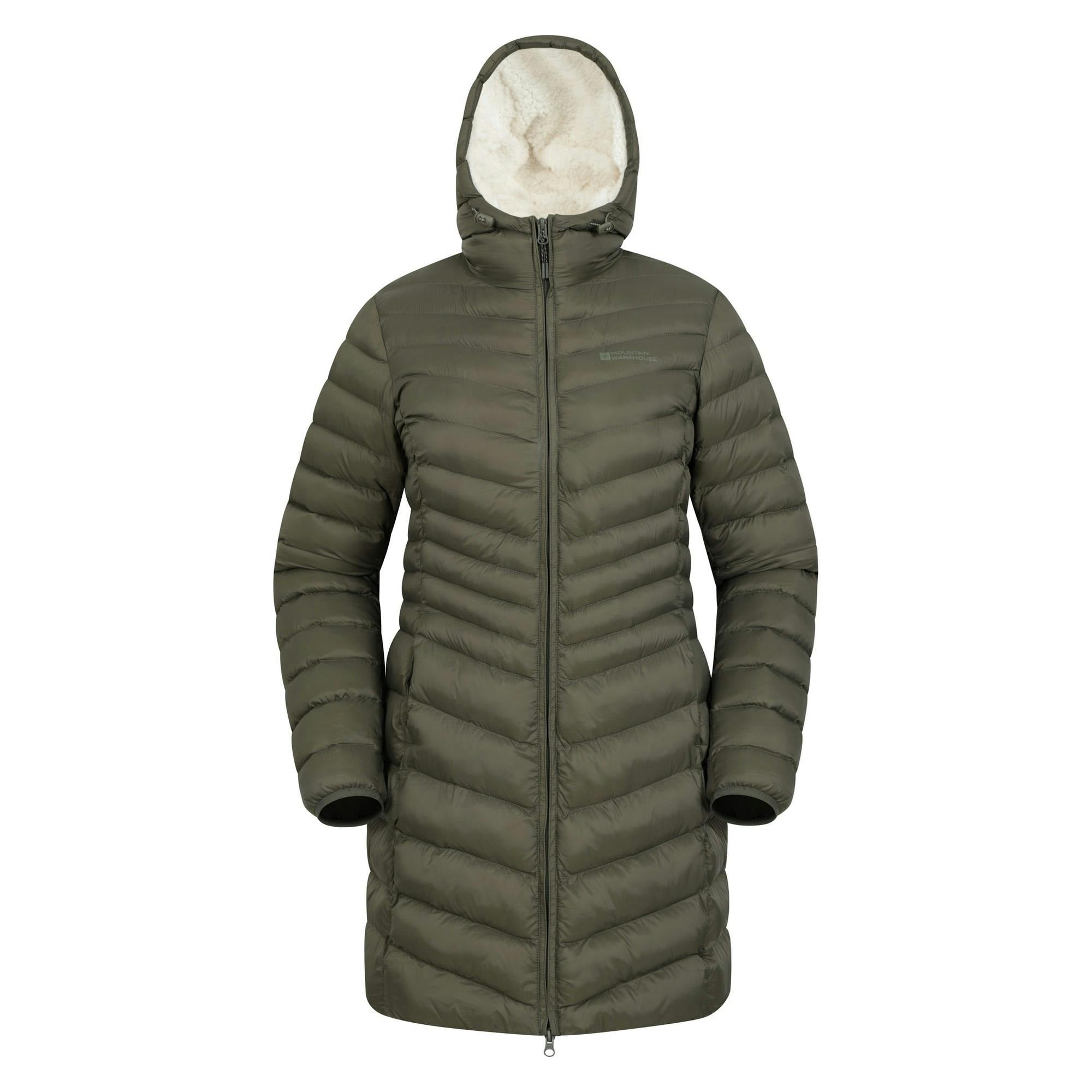Mountain Warehouse Women's Green Florence Faux Fur Lined Padded Jacket - Khaki - 12 Uk - Khaki - 100% Nylon