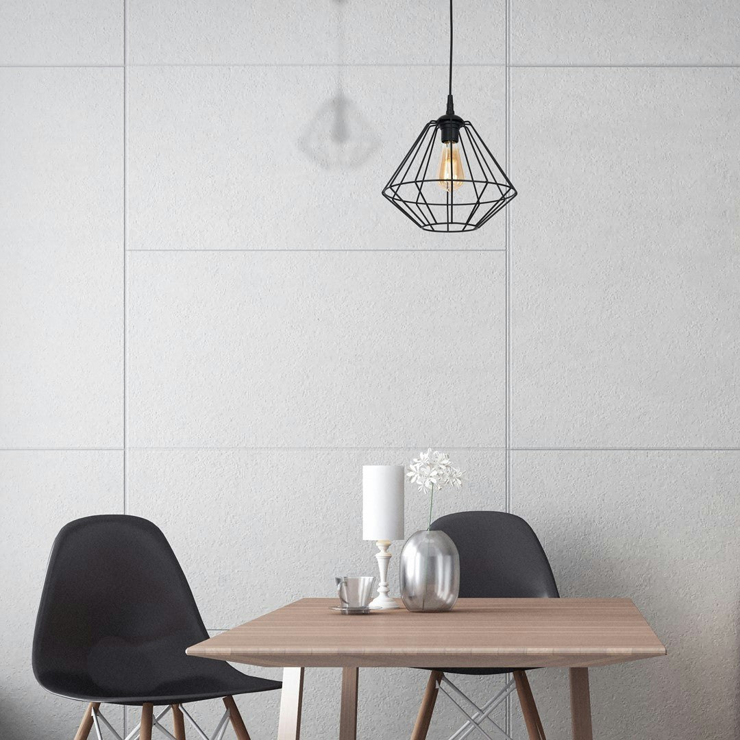 Rackhams Black Colin Pendant Lamp 1Xe27 Hand Made Matt Cage Style Lamps Creating Industrial Chic
